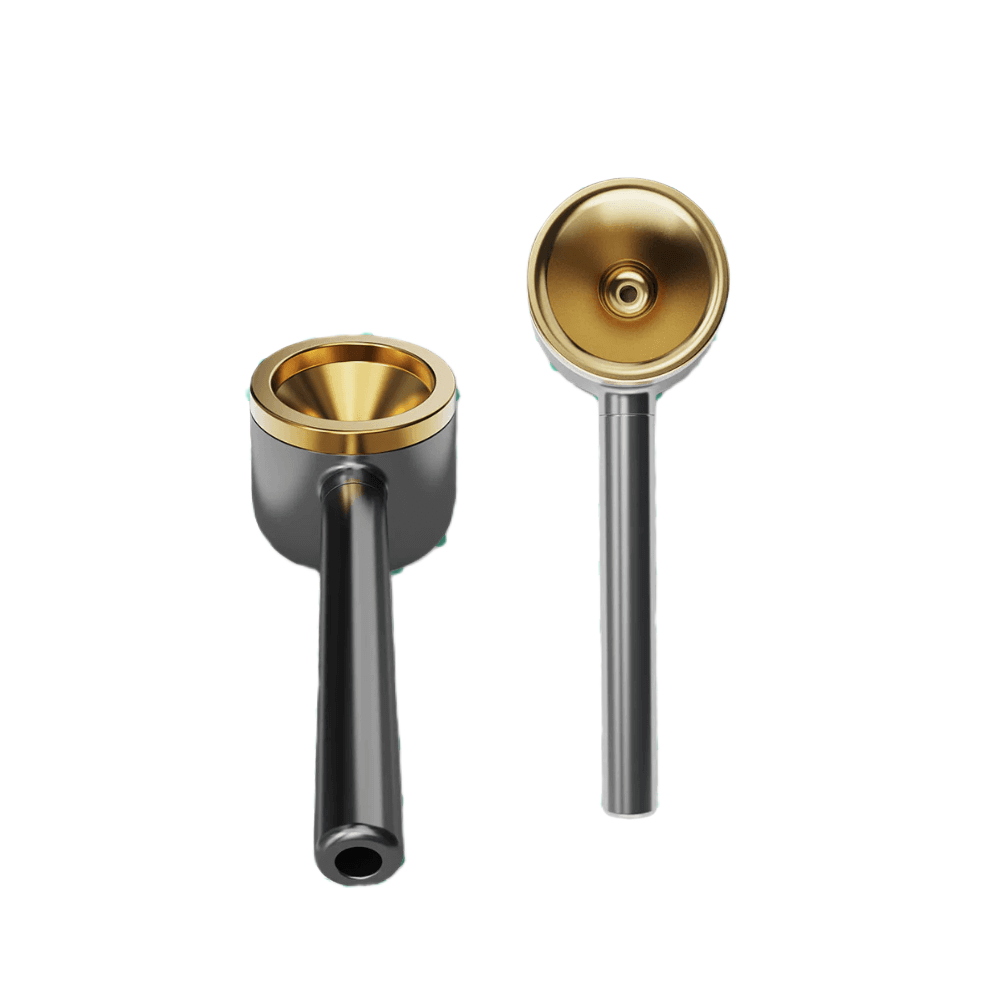 Vessel Pipe in Gunmetal with gold-accented bowl and stem