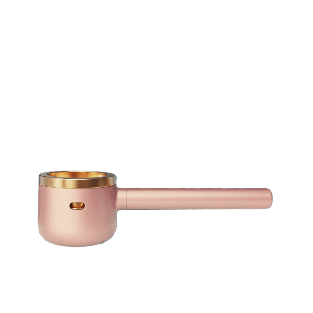 Vessel Pipe in rose gold with gold-trim bowl and extended handle