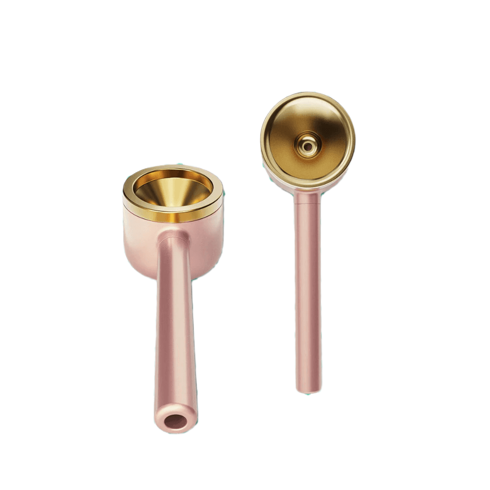 Vessel Pipe, rose gold metal hand pipe with gold bowl and stem