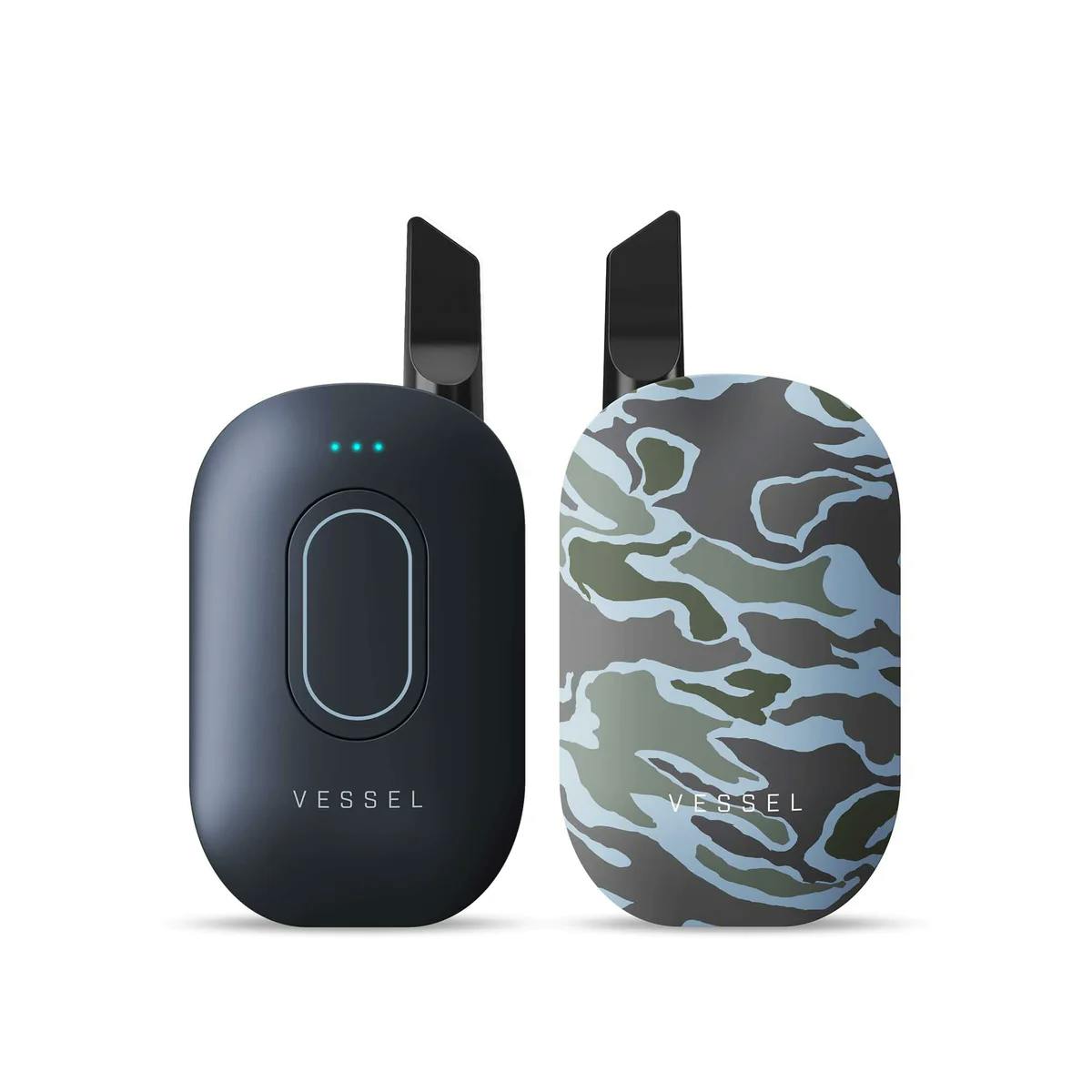 Vessel Compass vaporizer in black and camo, portable device with charging dock