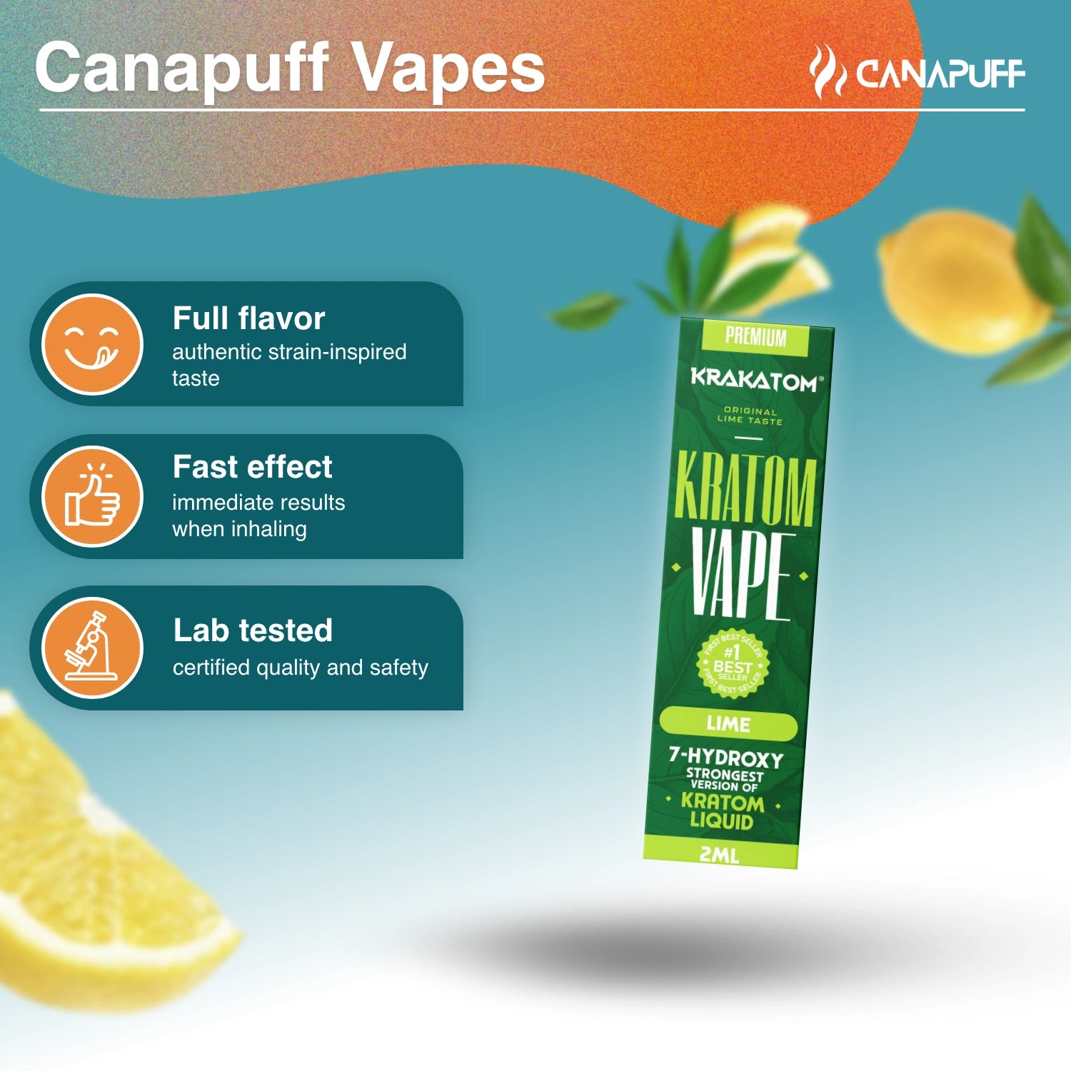 Krakatom 7-Hydroxy Kratom Vape Lime 2ml vape liquid