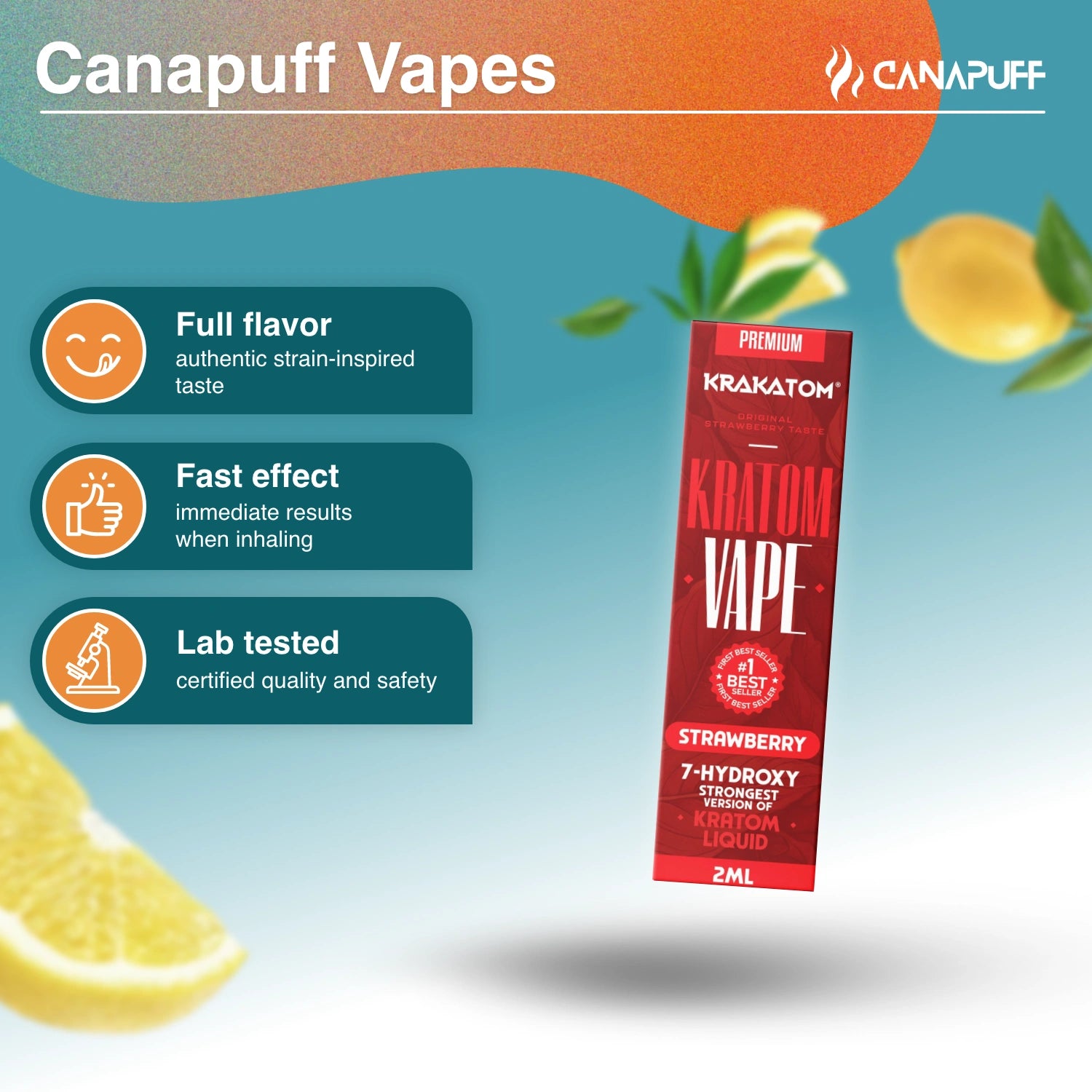 Krakatom 7-Hydroxy Kratom Vape Strawberry 2ml disposable vape liquid