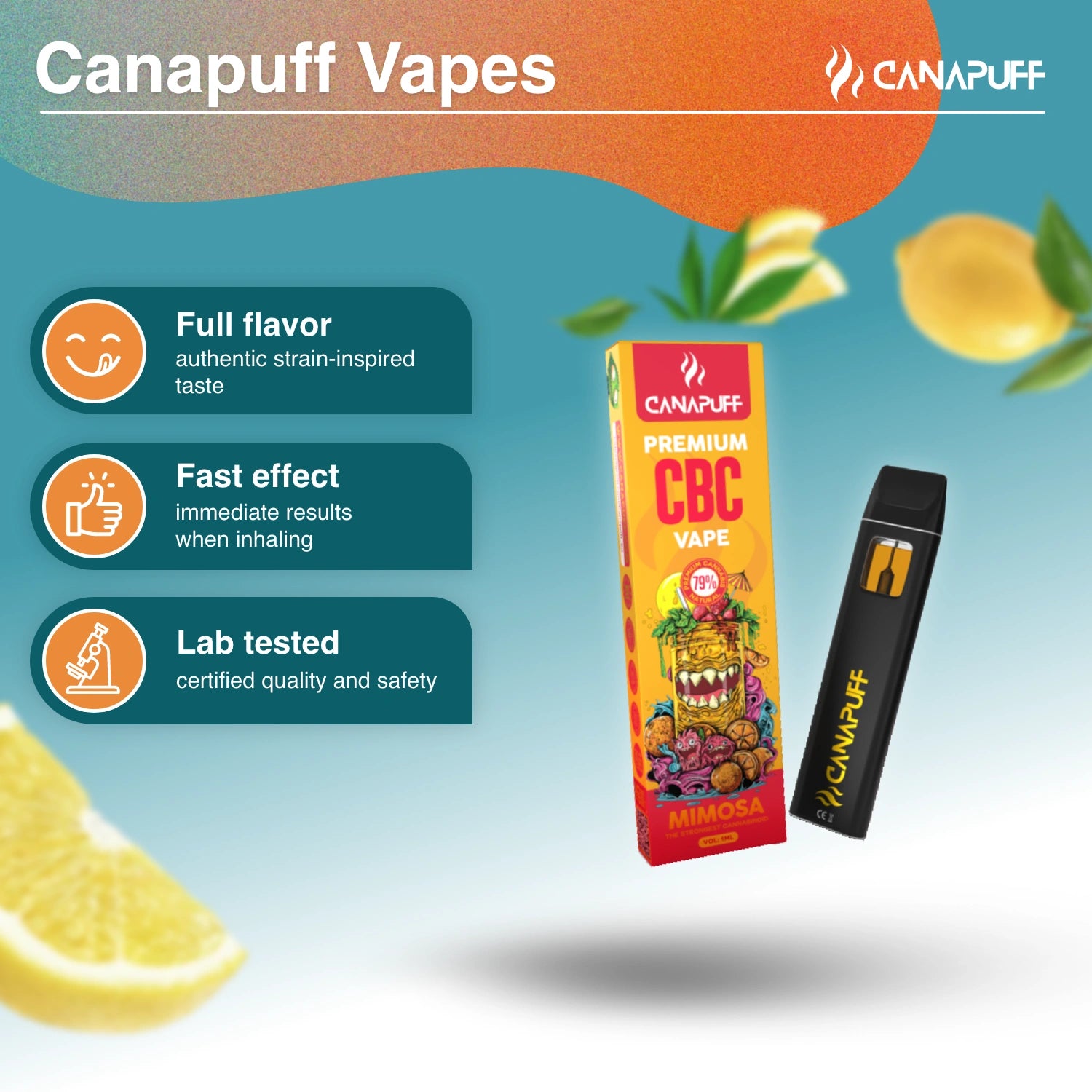 Canapuff CBC Vape Mimosa 79% 1ml disposable pen