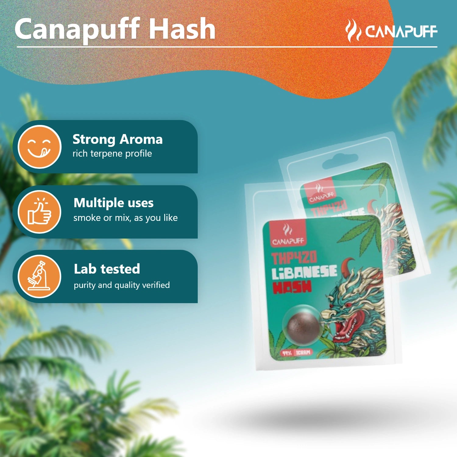 Canapuff THP420 Lebanese Hash 99% in sealed pouch