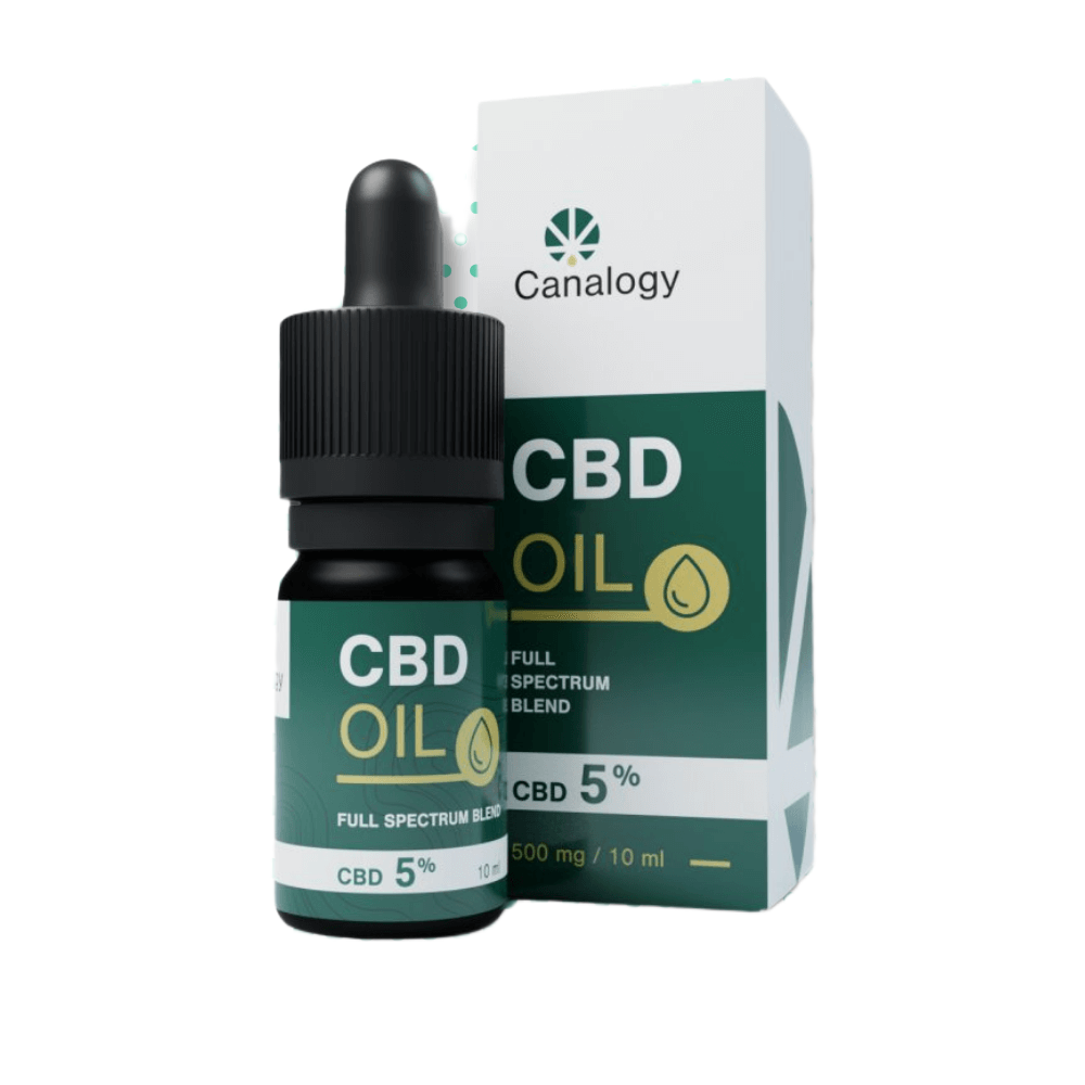 Canalogy CBD Oil 5% full spectrum blend 500 mg 10 ml bottle with dropper
