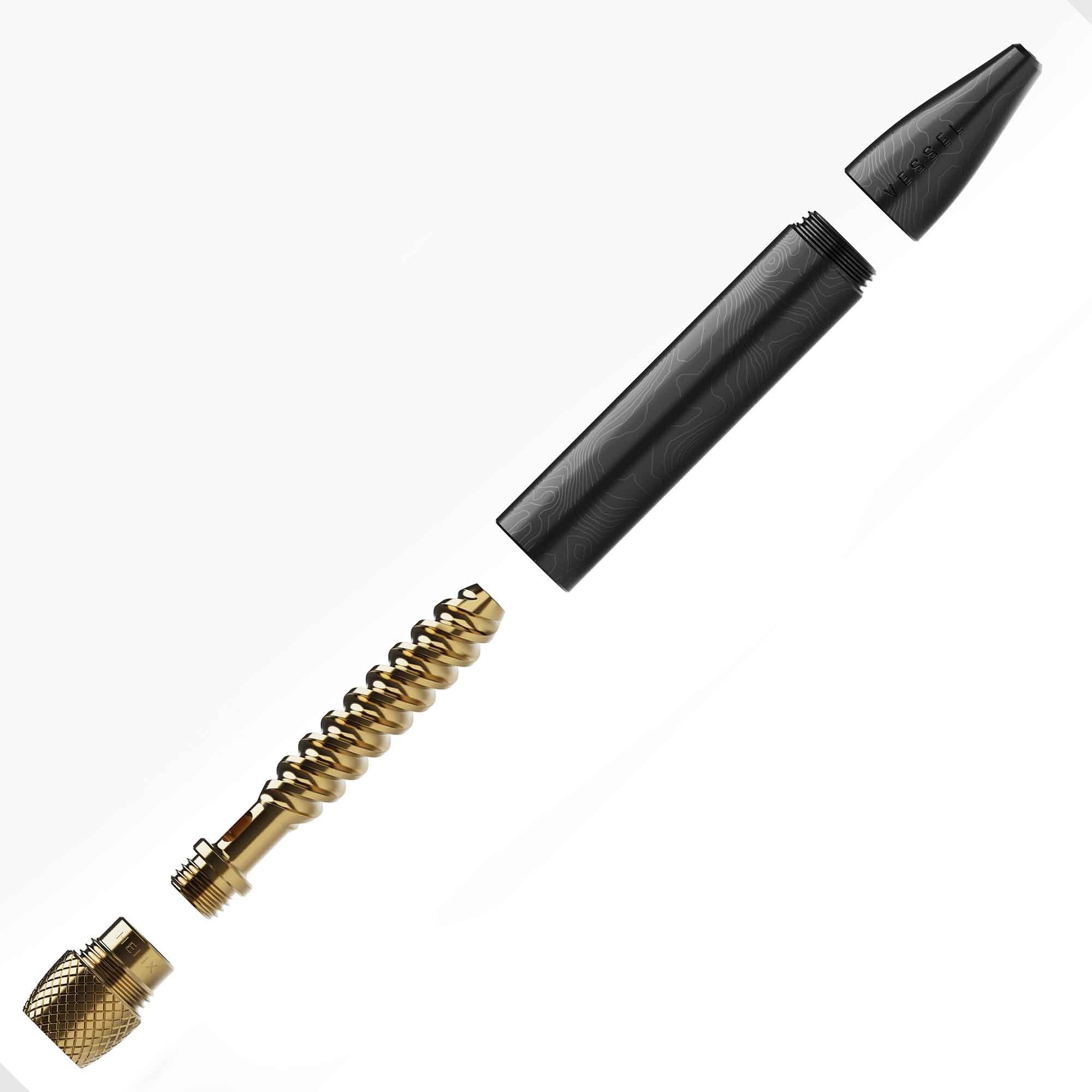 Vessel One Hitter black pen with disassembled components