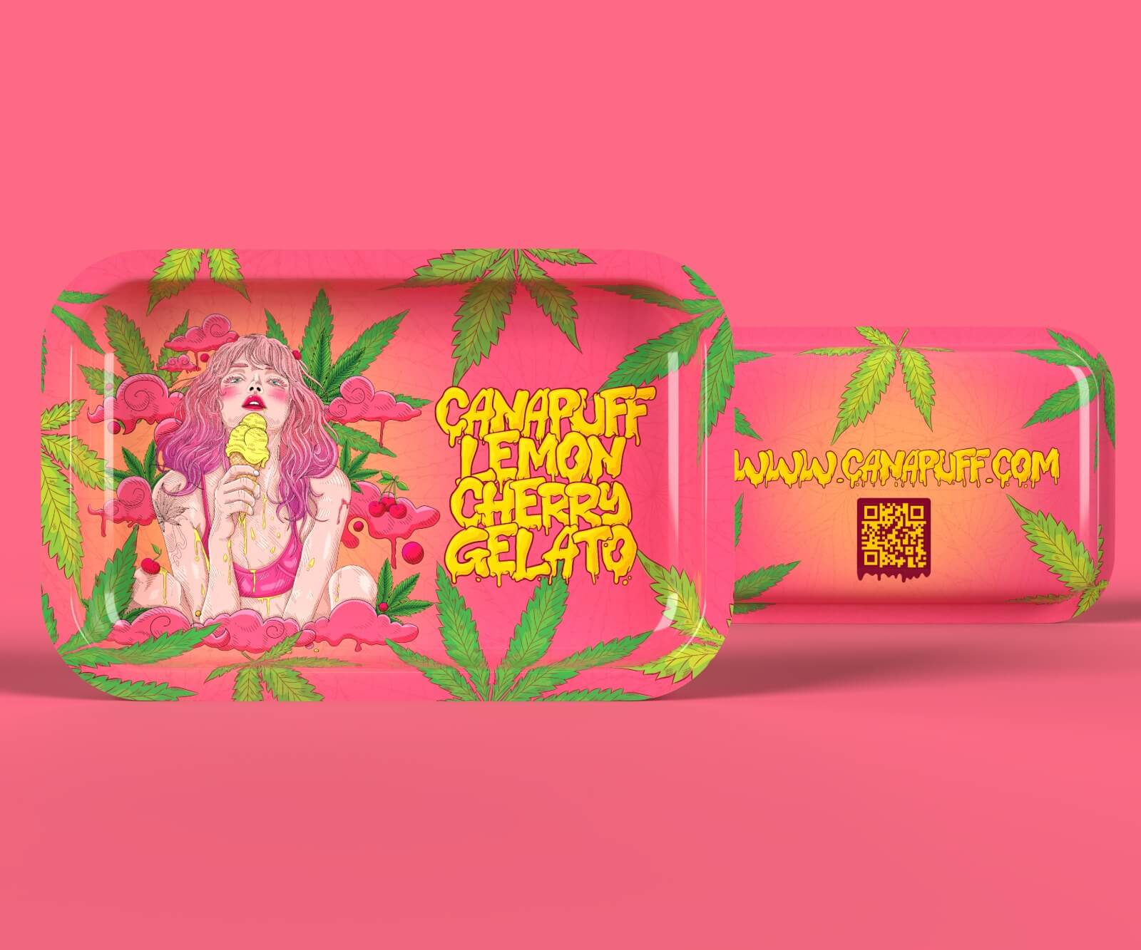 Canapuff Lemon Cherry Gelato extra large rolling tray
