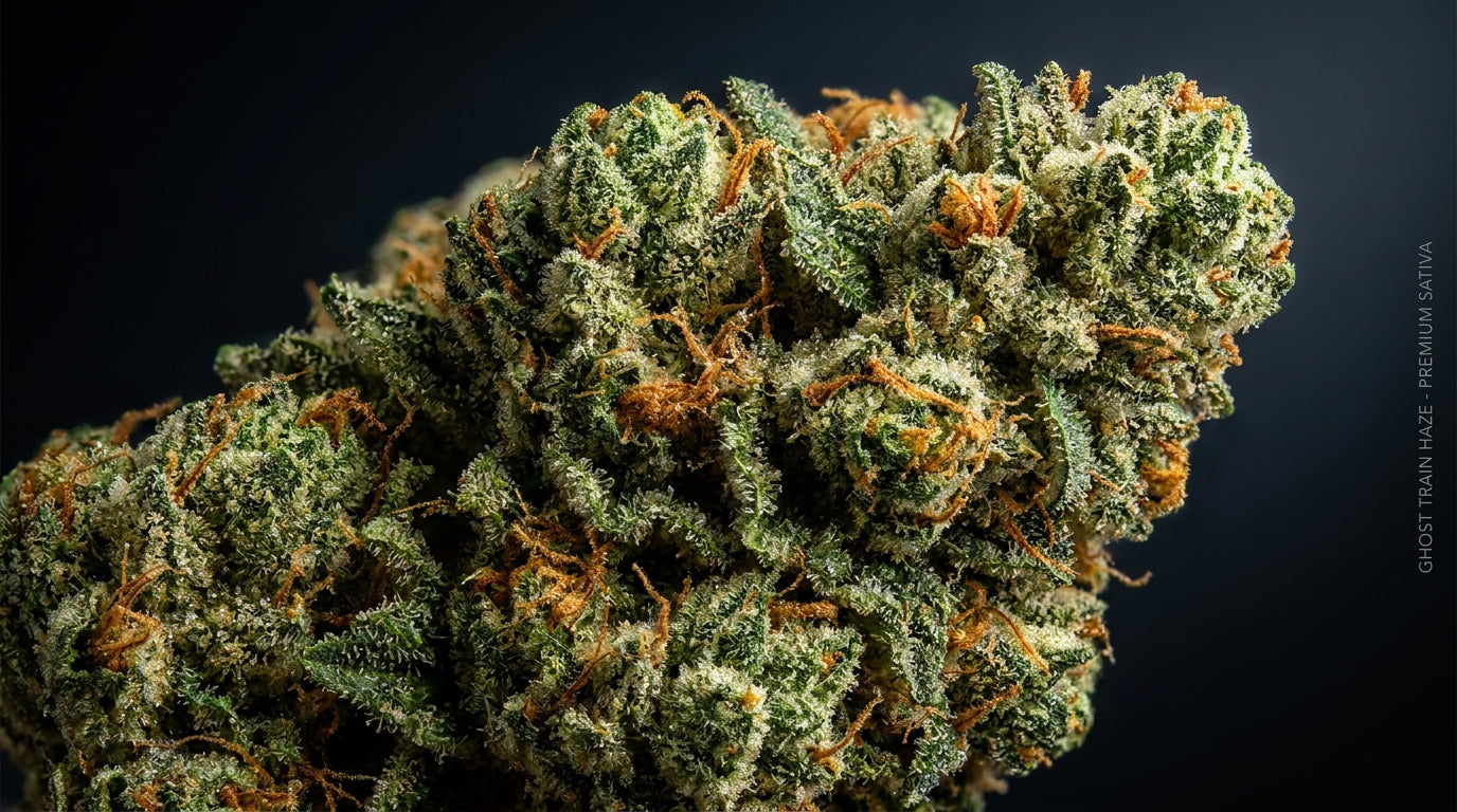 Ghost Train Haze strain guide — sativa cannabis flower, terpenes and effects