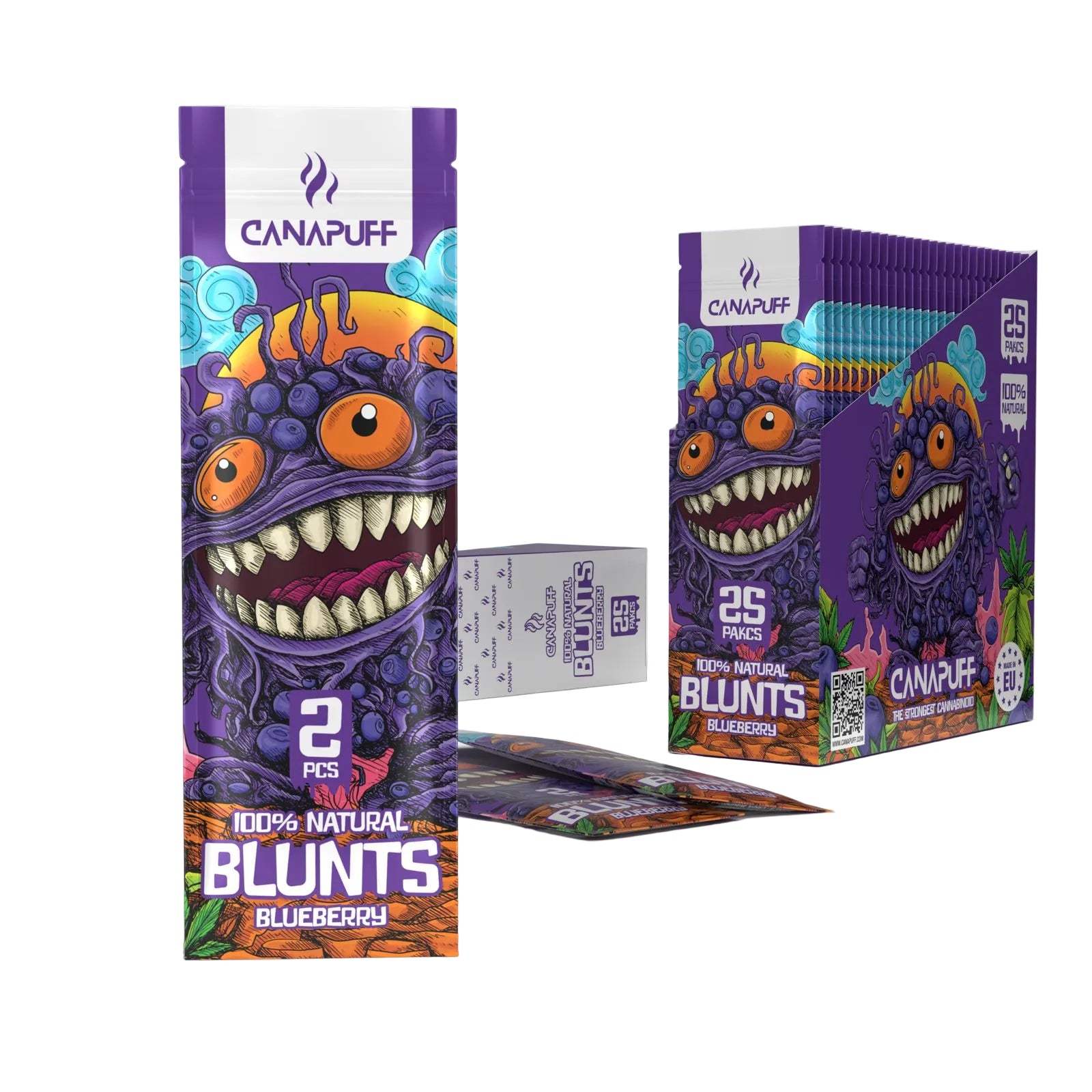 Canapuff Blunt Wrap Rolls Blueberry, 2 pieces pack with display box