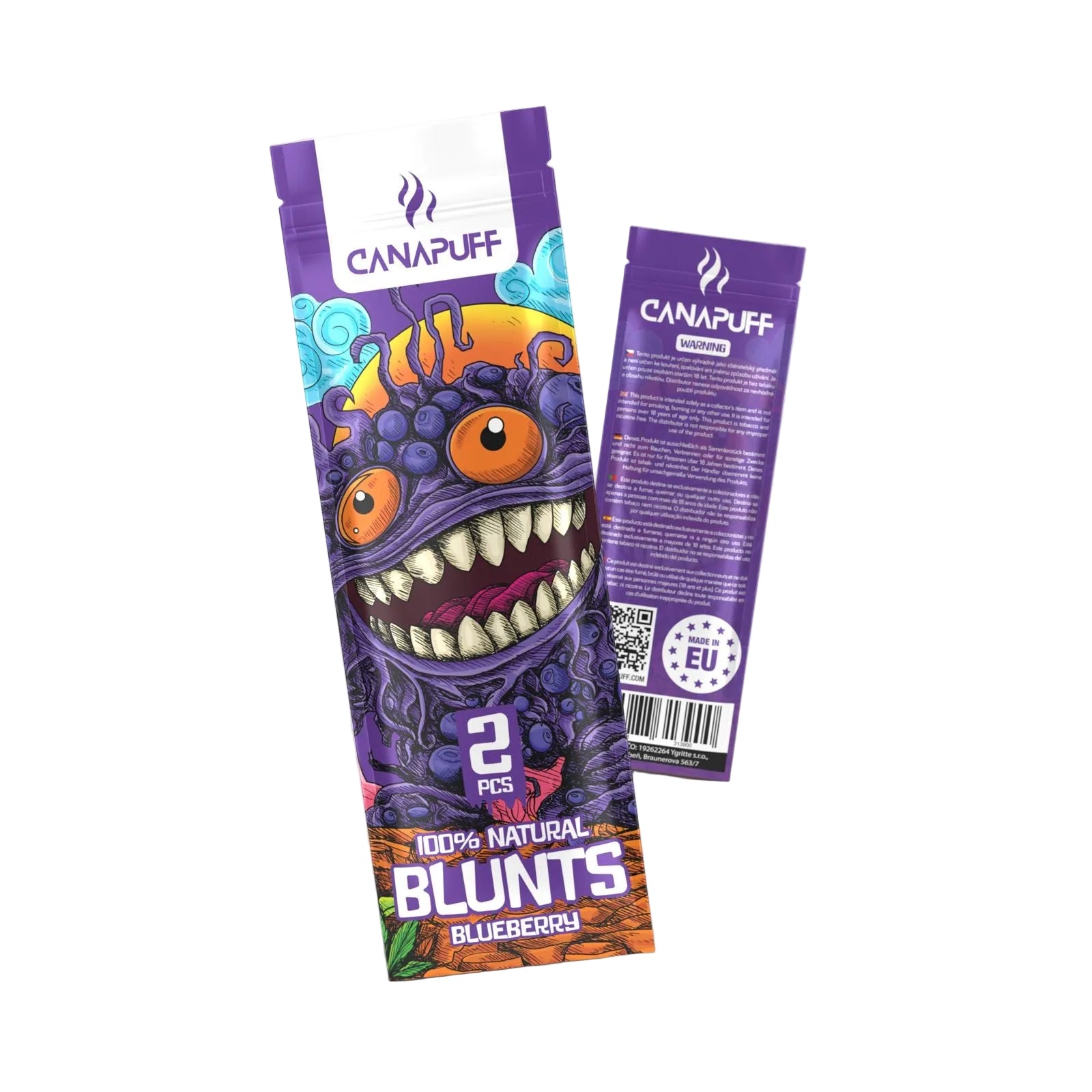Canapuff Blunt Wrap Rolls Blueberry, 2 pack natural hemp wraps