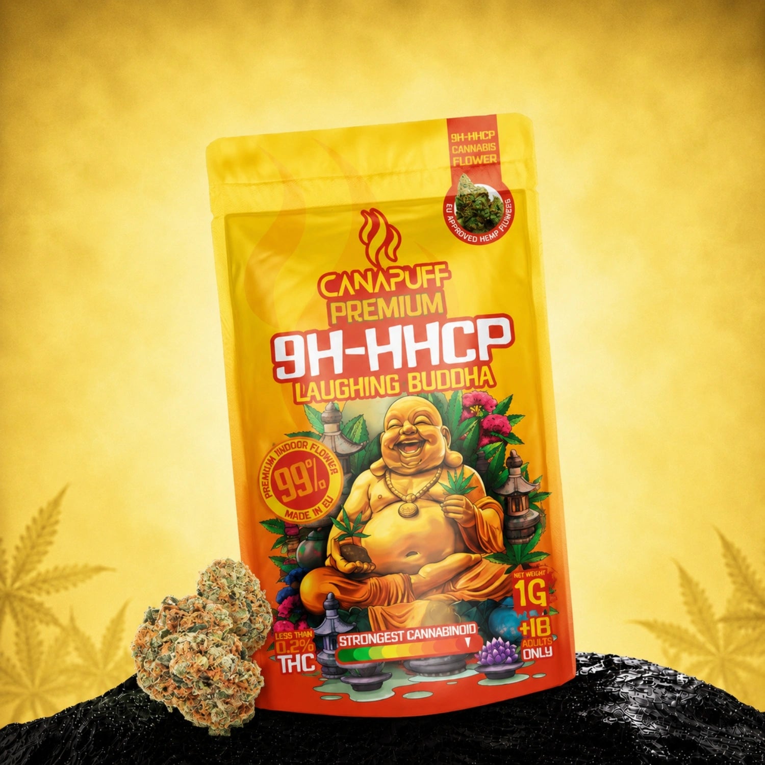 Canapuff 9H-HHCP Laughing Buddha flowers, 1g pouch, 99% strength