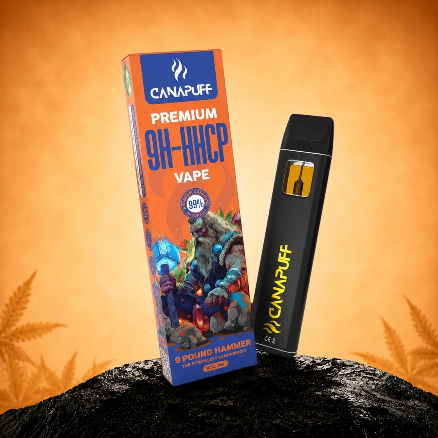 Canapuff 9H-HHCP Vape 9 Pound Hammer 99% 1ml disposable pen with packaging box