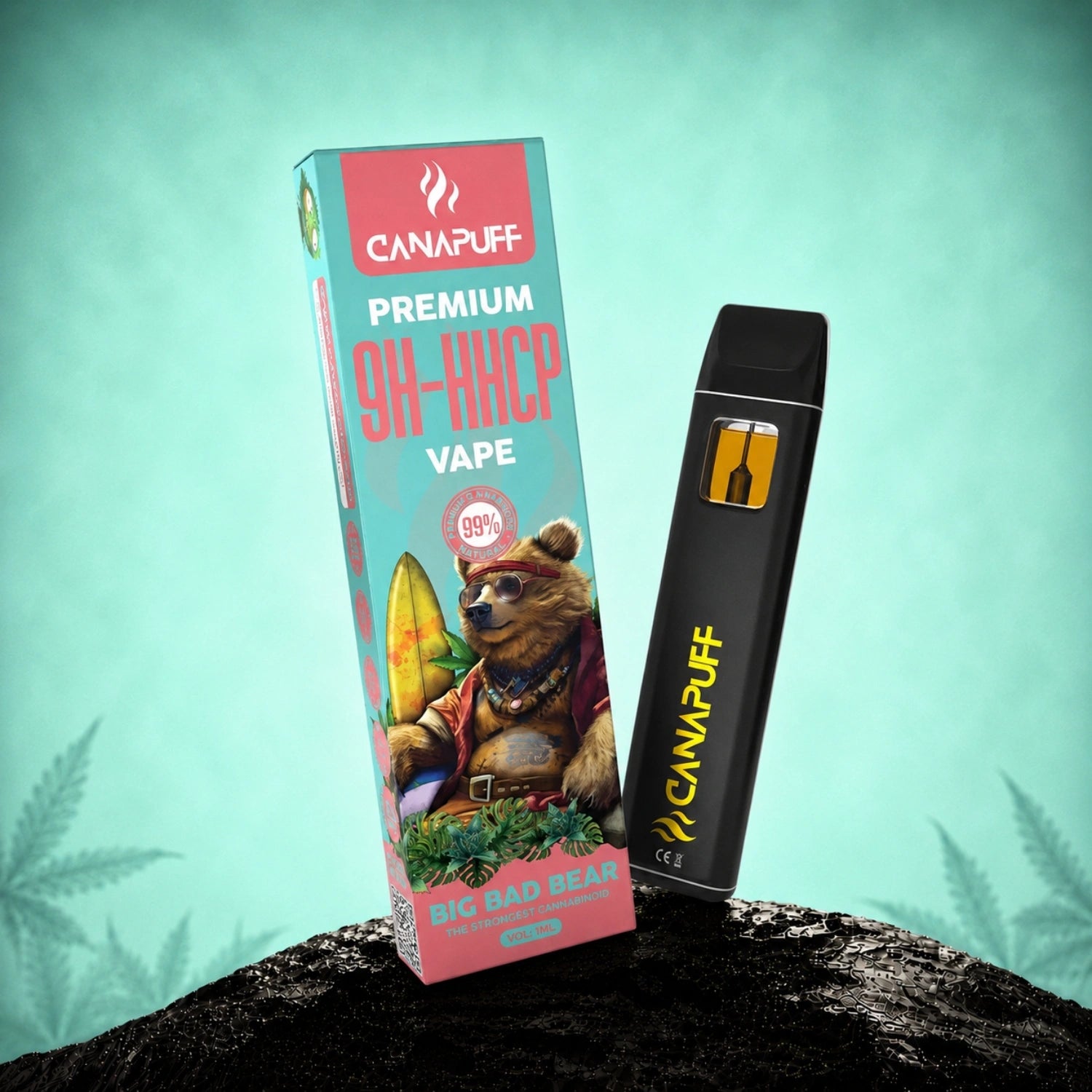 Canapuff 9H-HHCP Vape Big Bad Bear 99% 1ml disposable pen with packaging