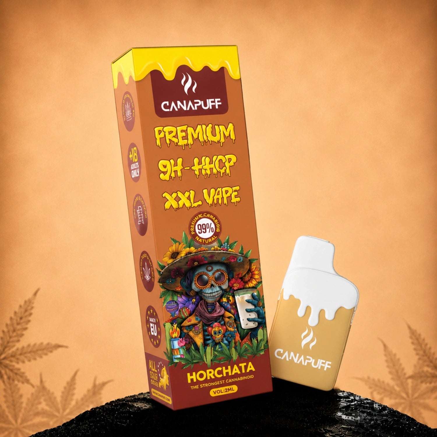Canapuff 9H-HHCP XXL vape Horchata 99% 2ml disposable pen with packaging box