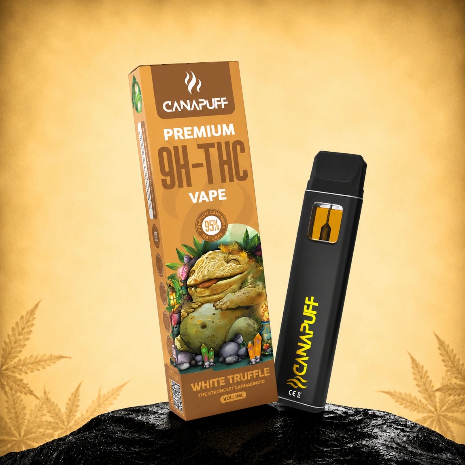 Canapuff 9H-THC Vape White Truffle 95% 1ml disposable pen