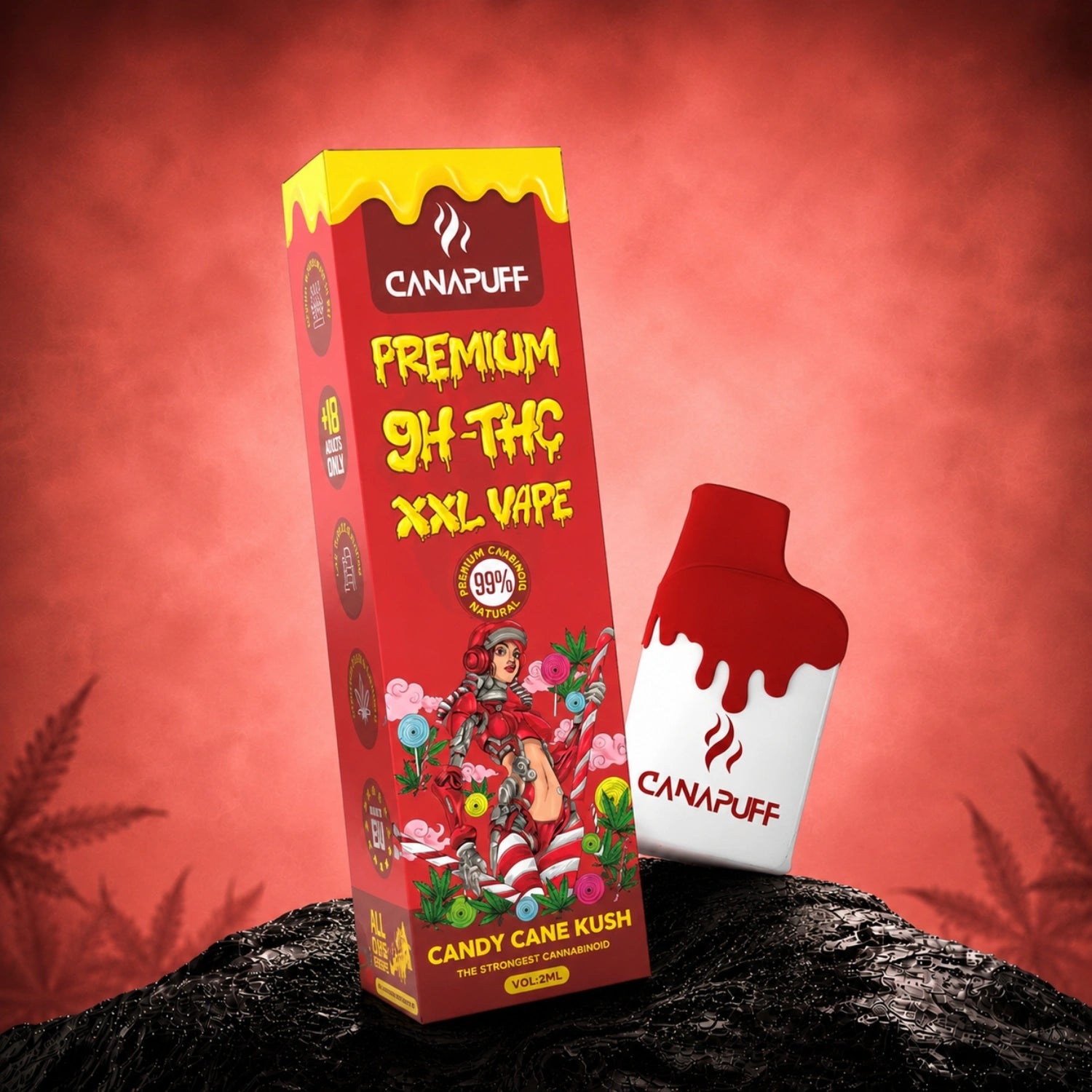 Canapuff 9H-THC XXL Vape Candy Cane Kush 99% 2ml disposable pen