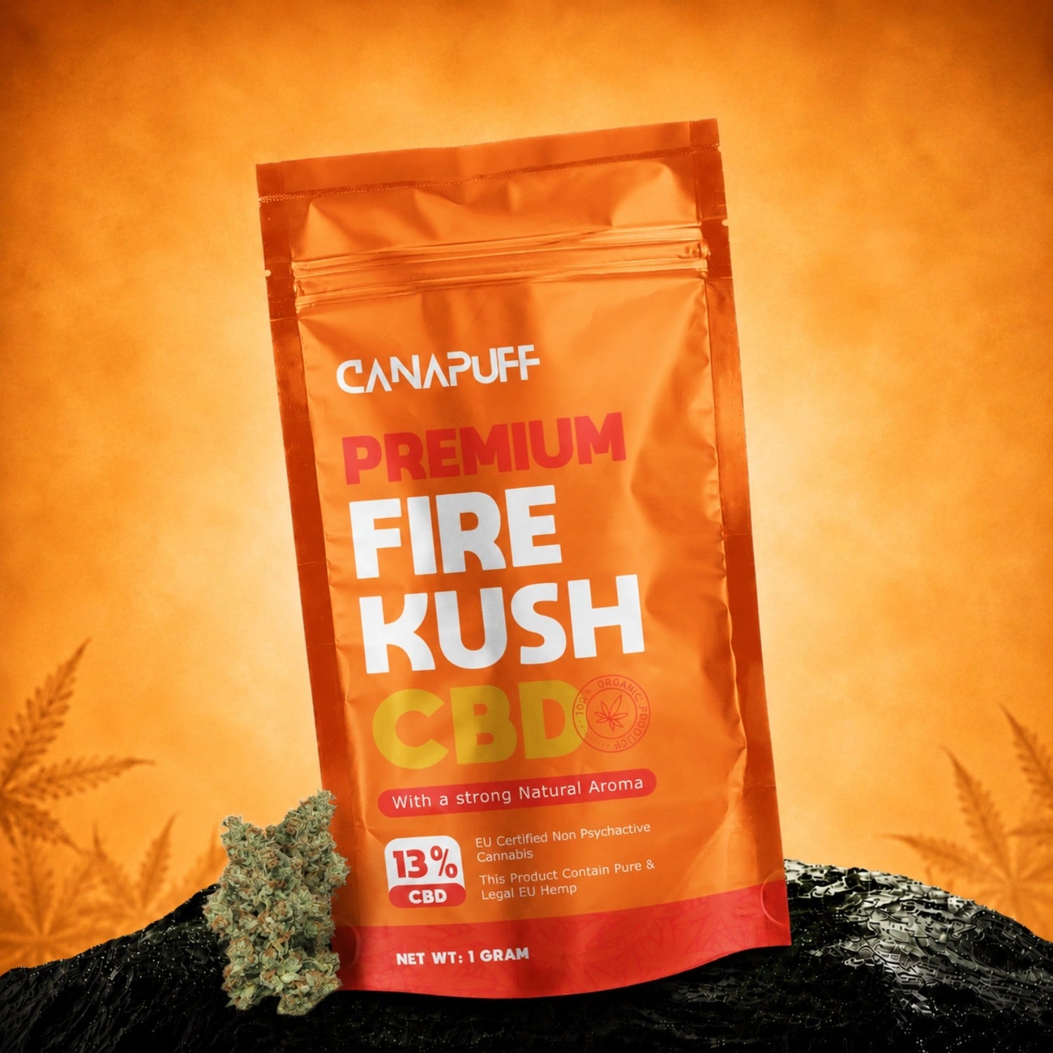 Canapuff CBD Flowers Fire Kush 13%, 1 gram pouch