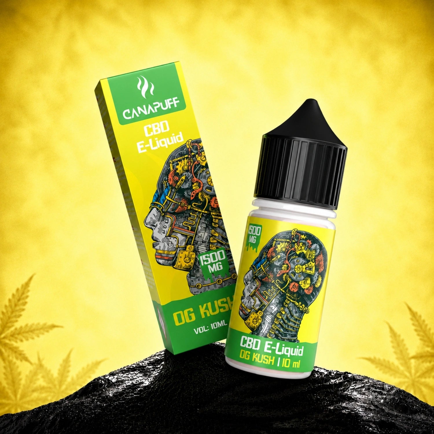 Canapuff CBD E-Liquid OG Kush 1500 mg, 10 ml vape bottle