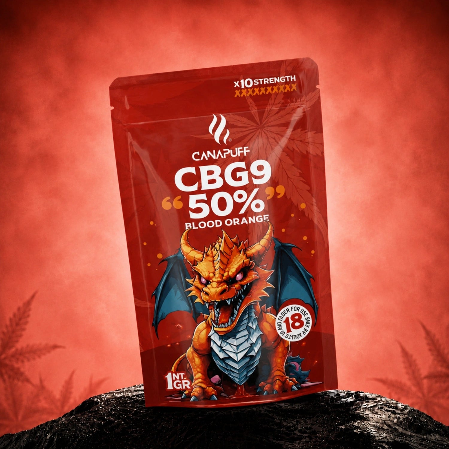 Canapuff CBG9 Flowers Blood Orange 50%, 1 gr pouch, x10 strength