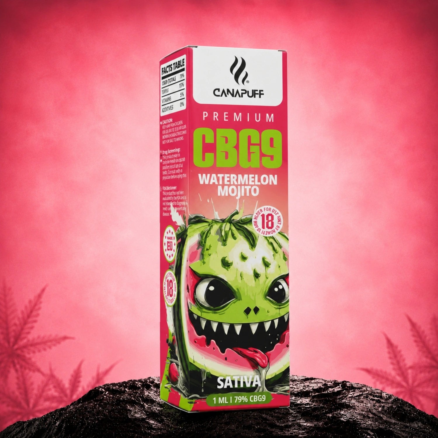 Canapuff CBG9 Watermelon Mojito vape liquid 1 ml cartridge