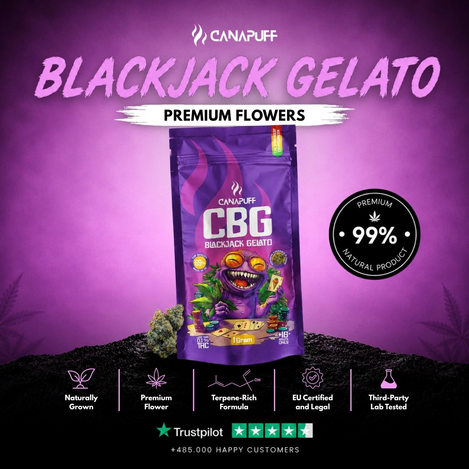 CBG Flowers Blackjack Gelato 69%