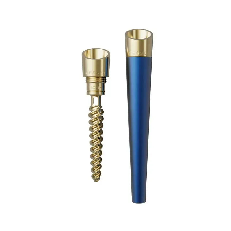 Vessel Cone Maritime pre-roll joint holder with brass mouthpiece and screw-in design