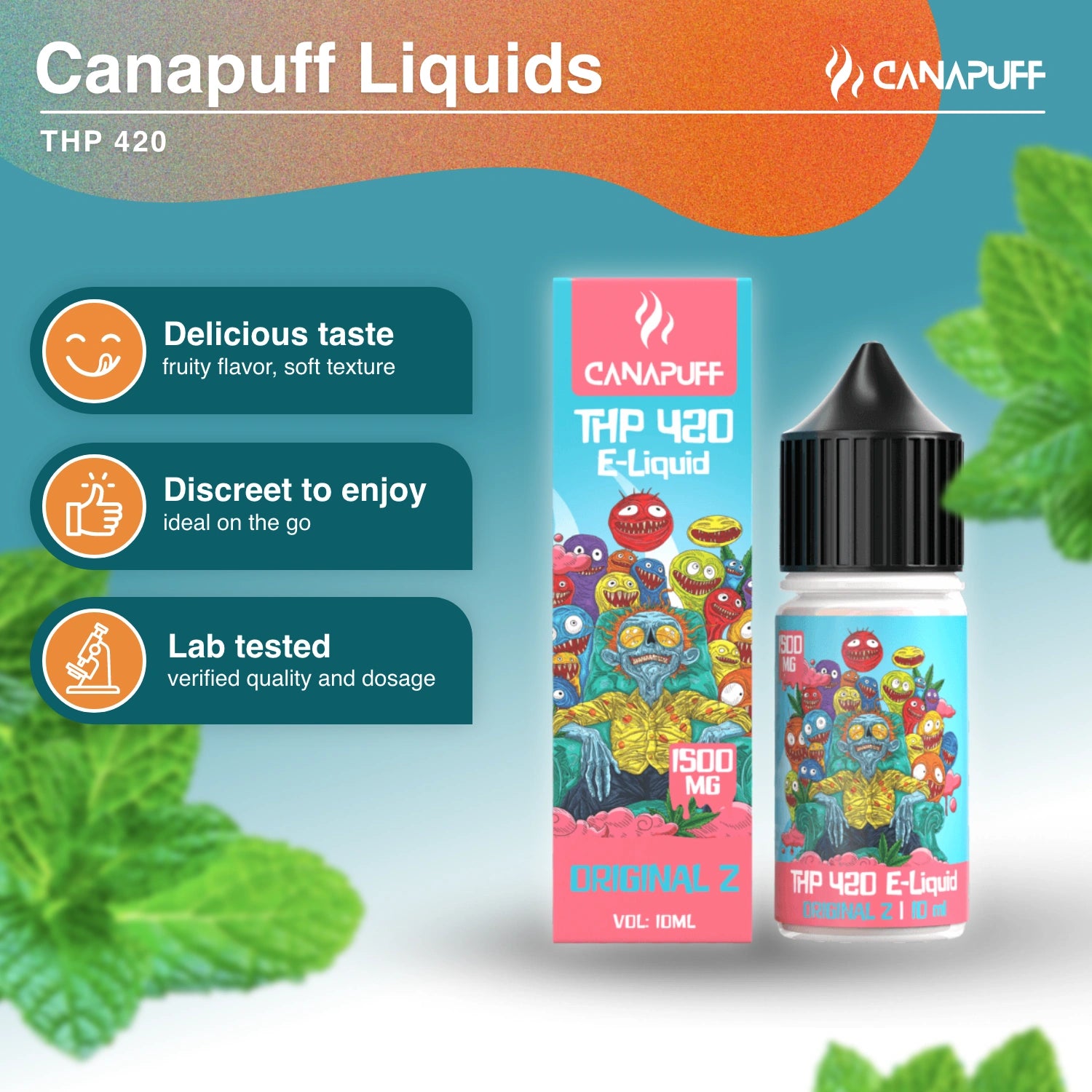 Canapuff THP 420 E-Liquid Original Z 1500 mg 10 ml vape bottle