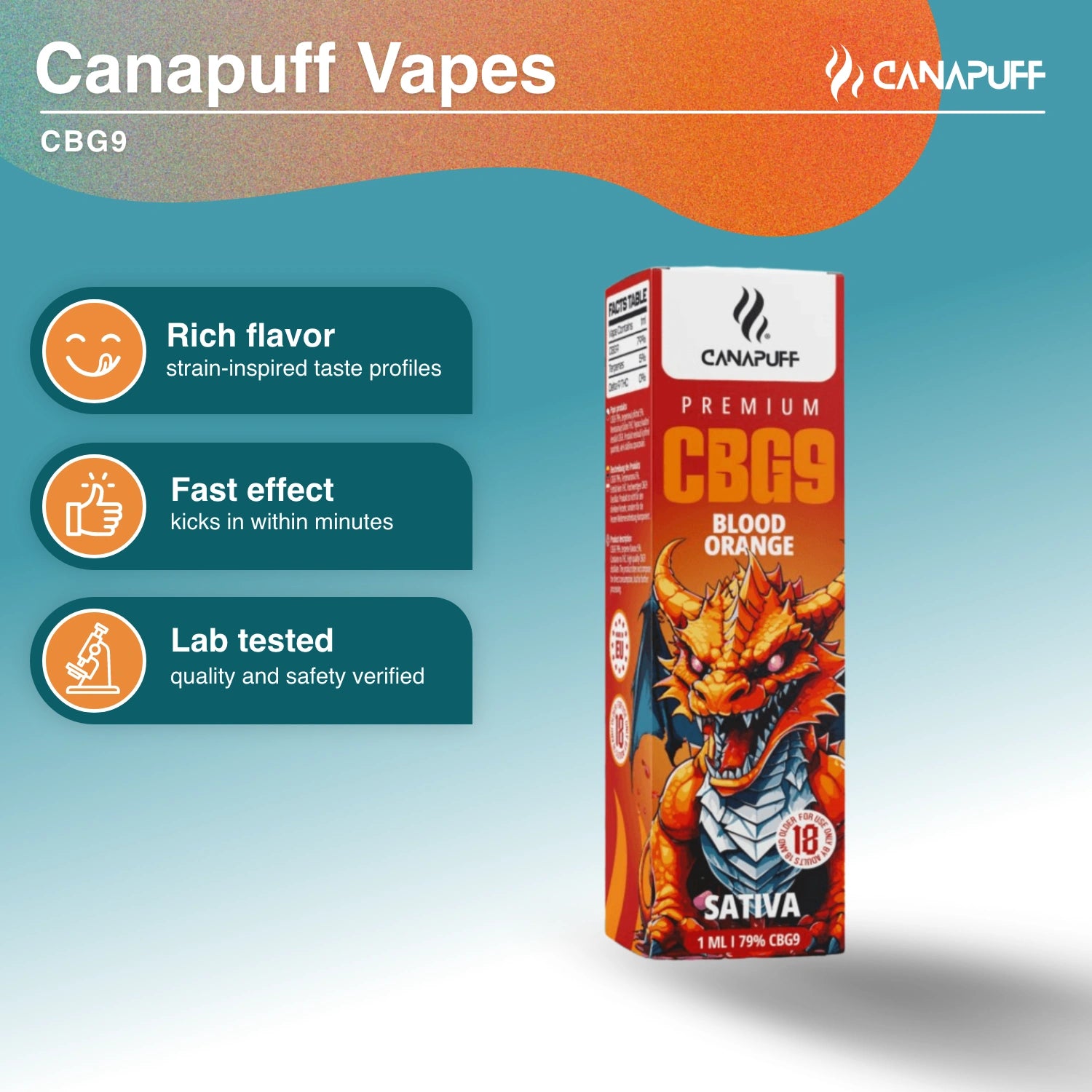 Canapuff CBG9 Blood Orange vape liquid 79% 1 ml