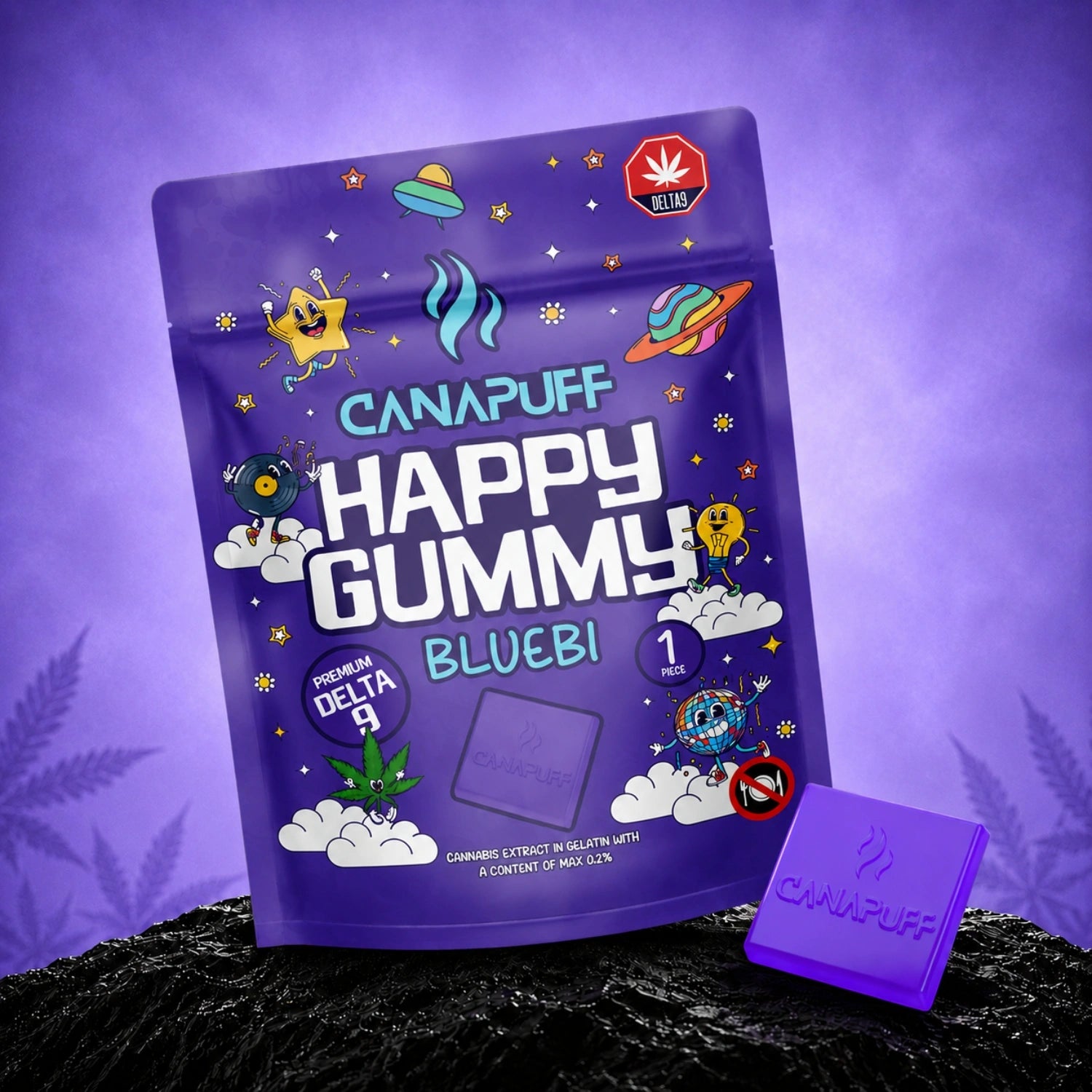 Canapuff Happy Gummy Bluebi, Delta-9 THC gummy, 1 piece
