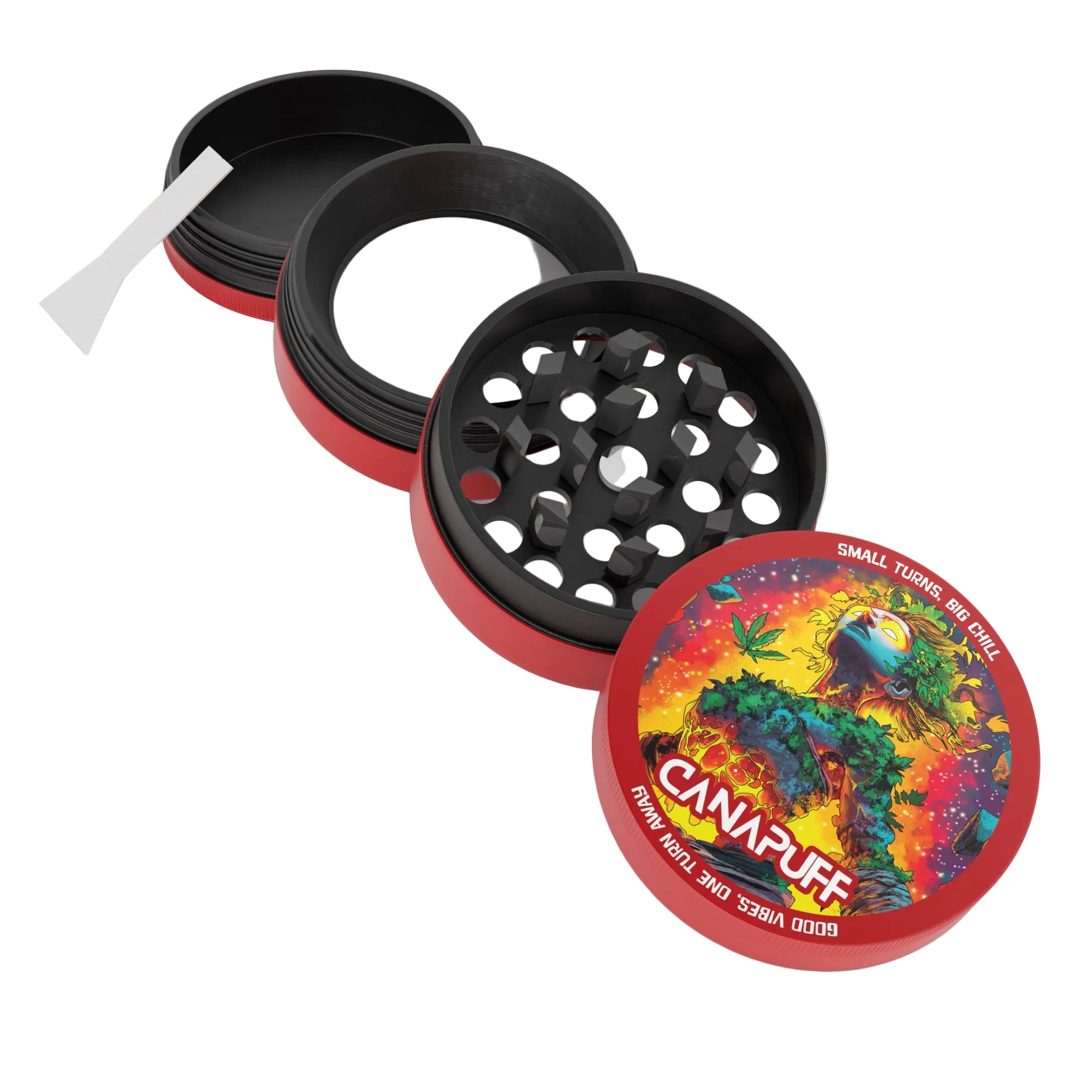 Canapuff Metal Grinder Euforic with kief catcher and scraper