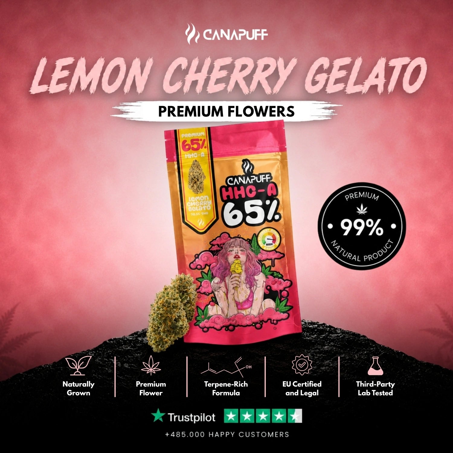 HHC-A Flowers Lemon Cherry Gelato 65%