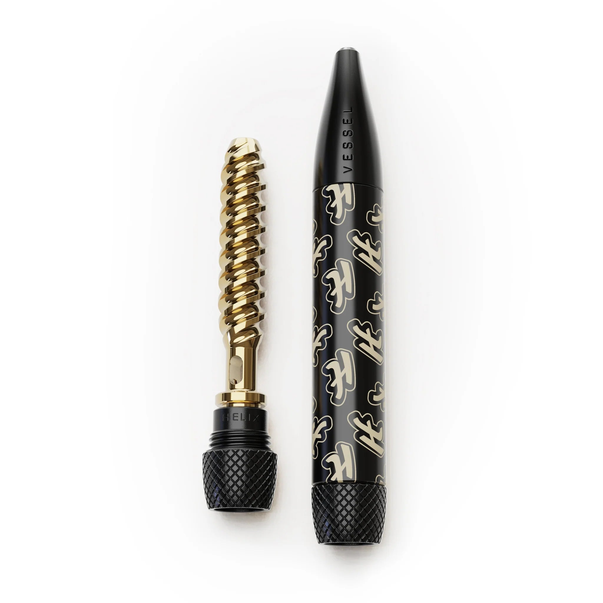 Vessel One Hitter Highsman Edition device with gold spiral coil and black pen-style body