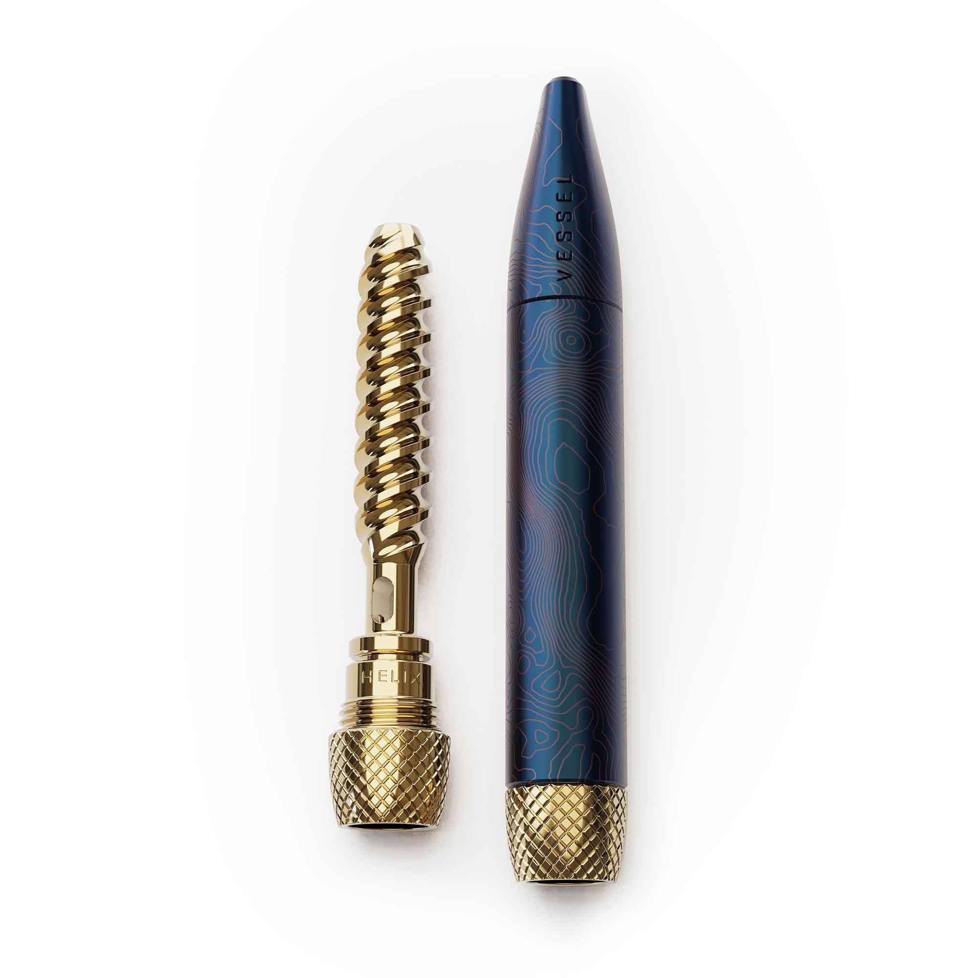 Vessel One Hitter Maritime pen with gold mouthpiece and brass accents