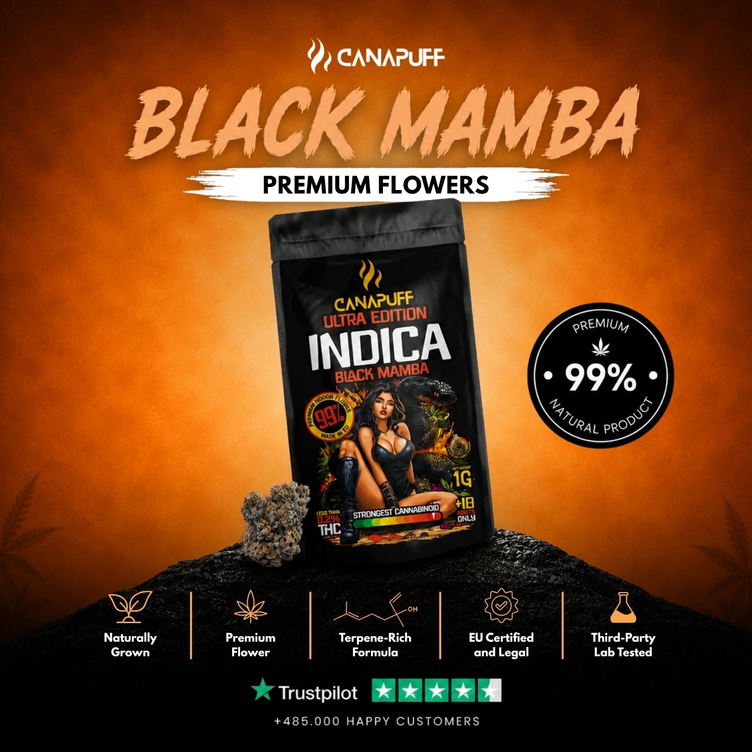 Indica Flowers Black Mamba Ultra Edition 99%