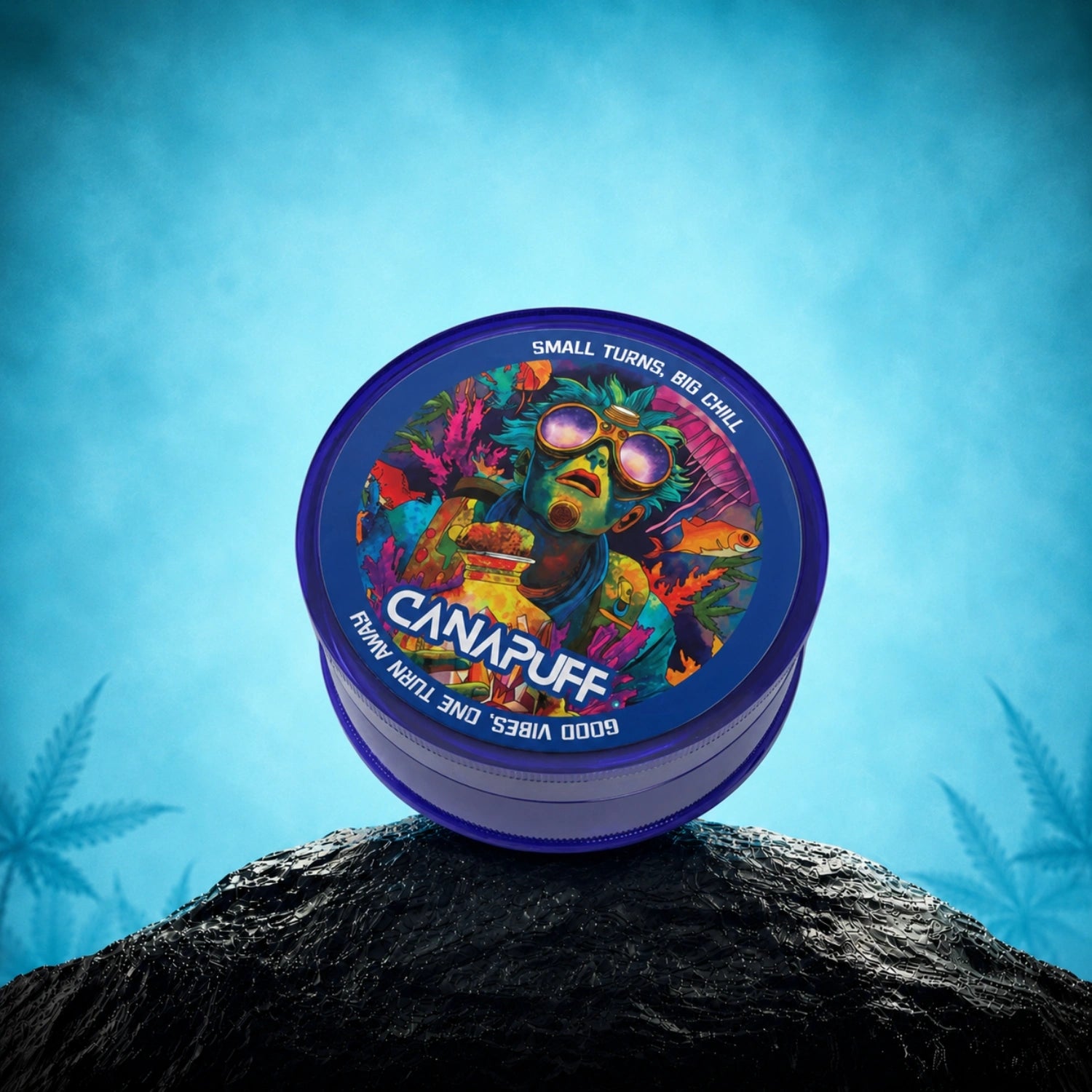 Canapuff Mini Grinder Deep herb grinder with colorful artwork design