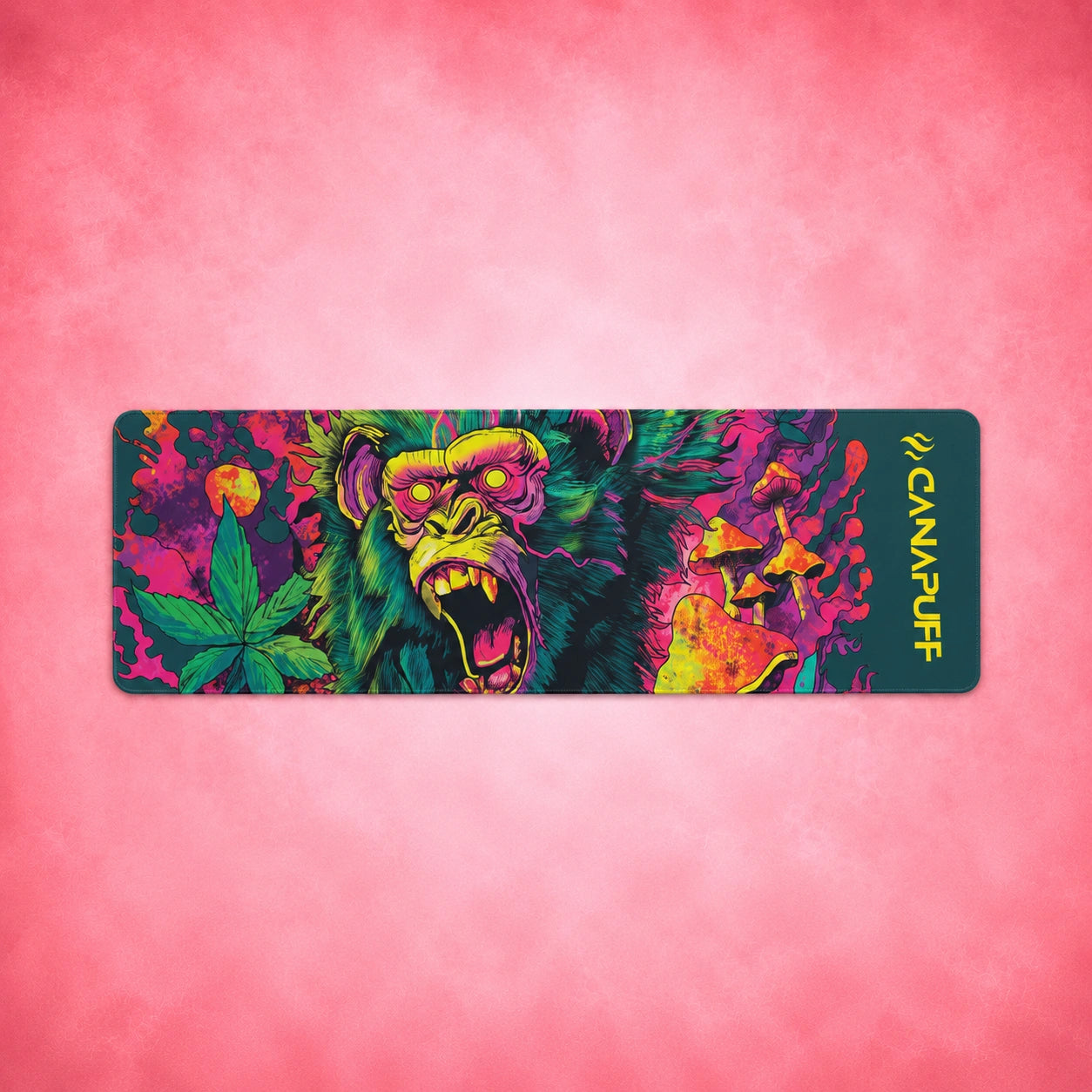 Canapuff Mouse Pad Jungle Monkey with vibrant neon monkey and tropical artwork
