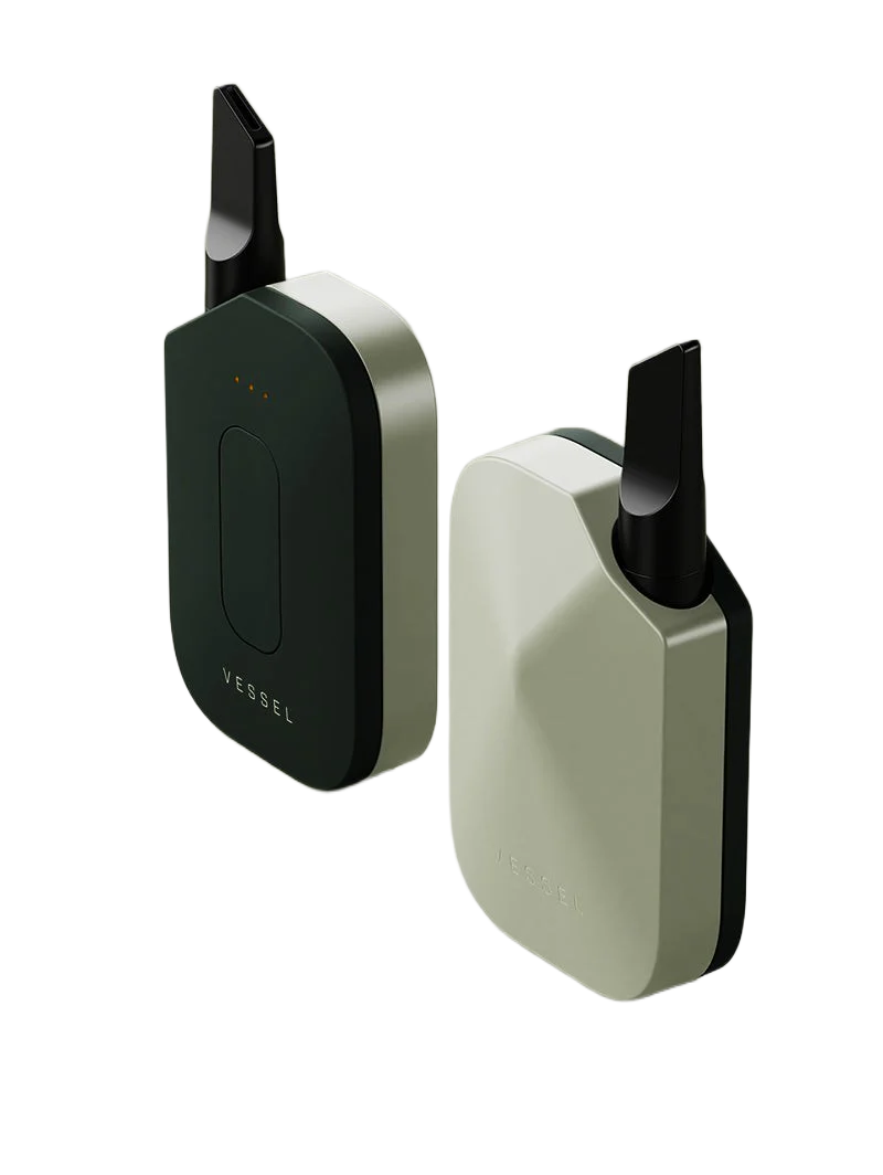 Vessel Compass Rise vape device in sage and dark green colorways