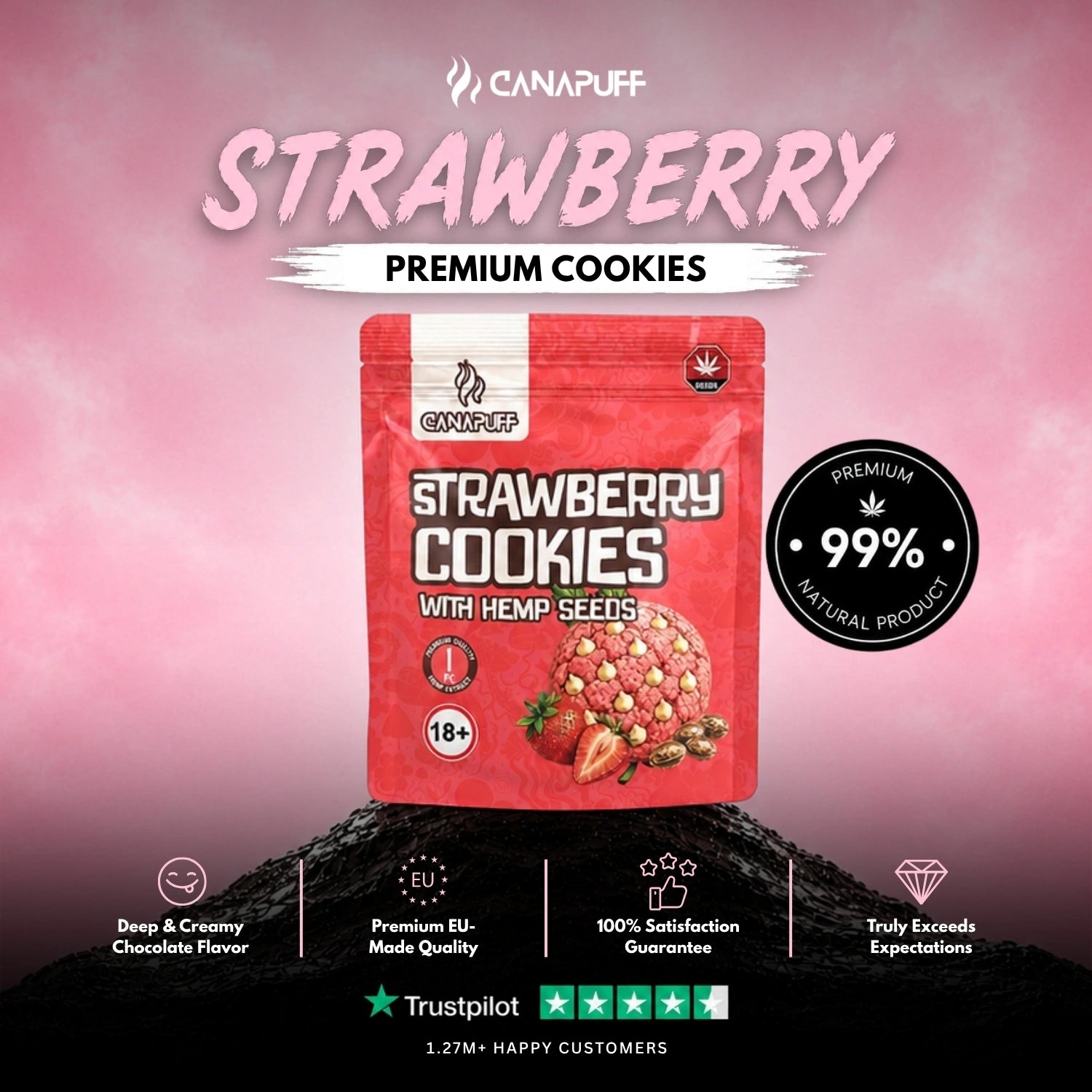 Strawberry Cookies with hemp seeds