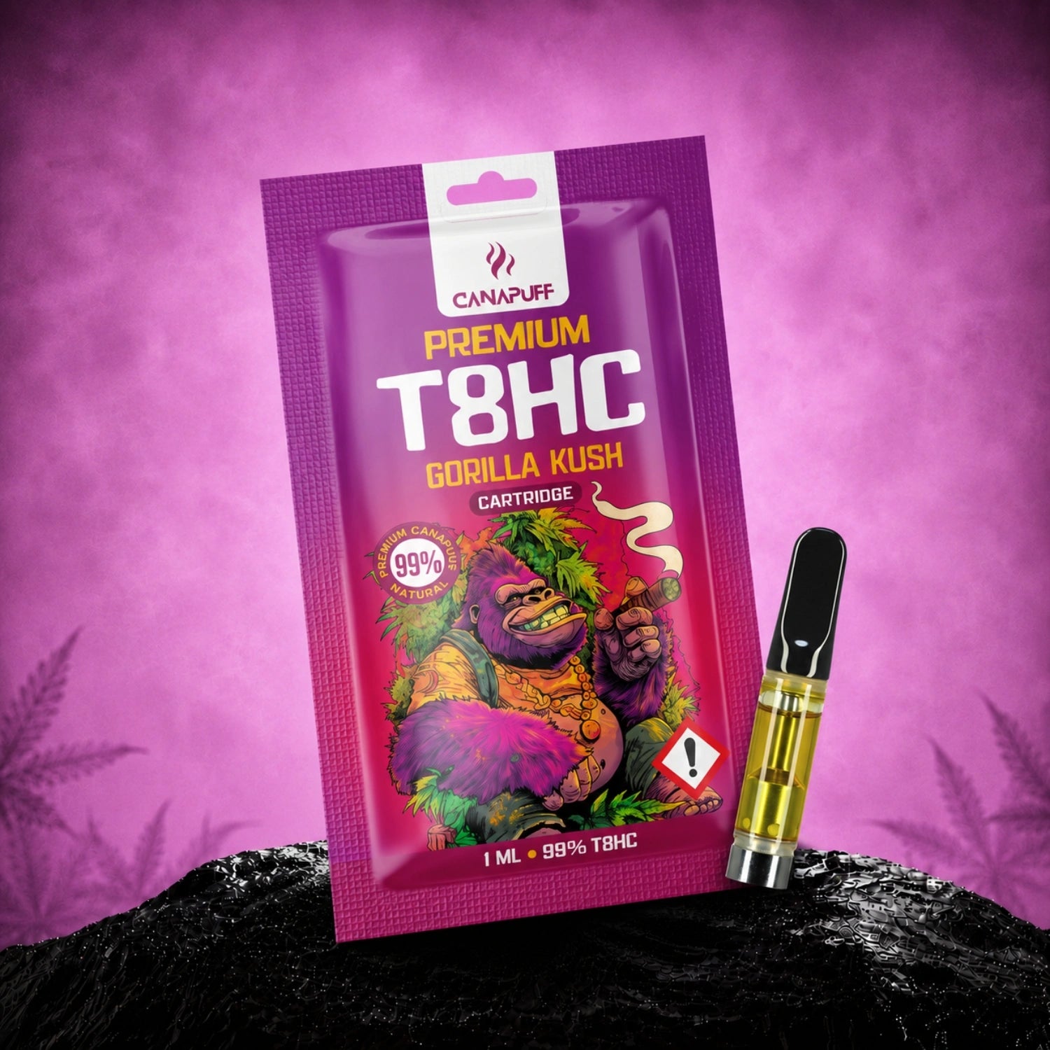 Canapuff T8HC Gorilla Kush Cartridge, 1 ml, 99%