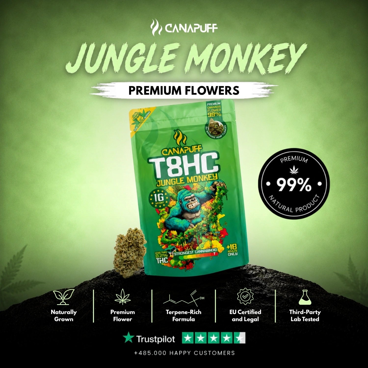 T8HC Flowers Jungle Monkey 99%