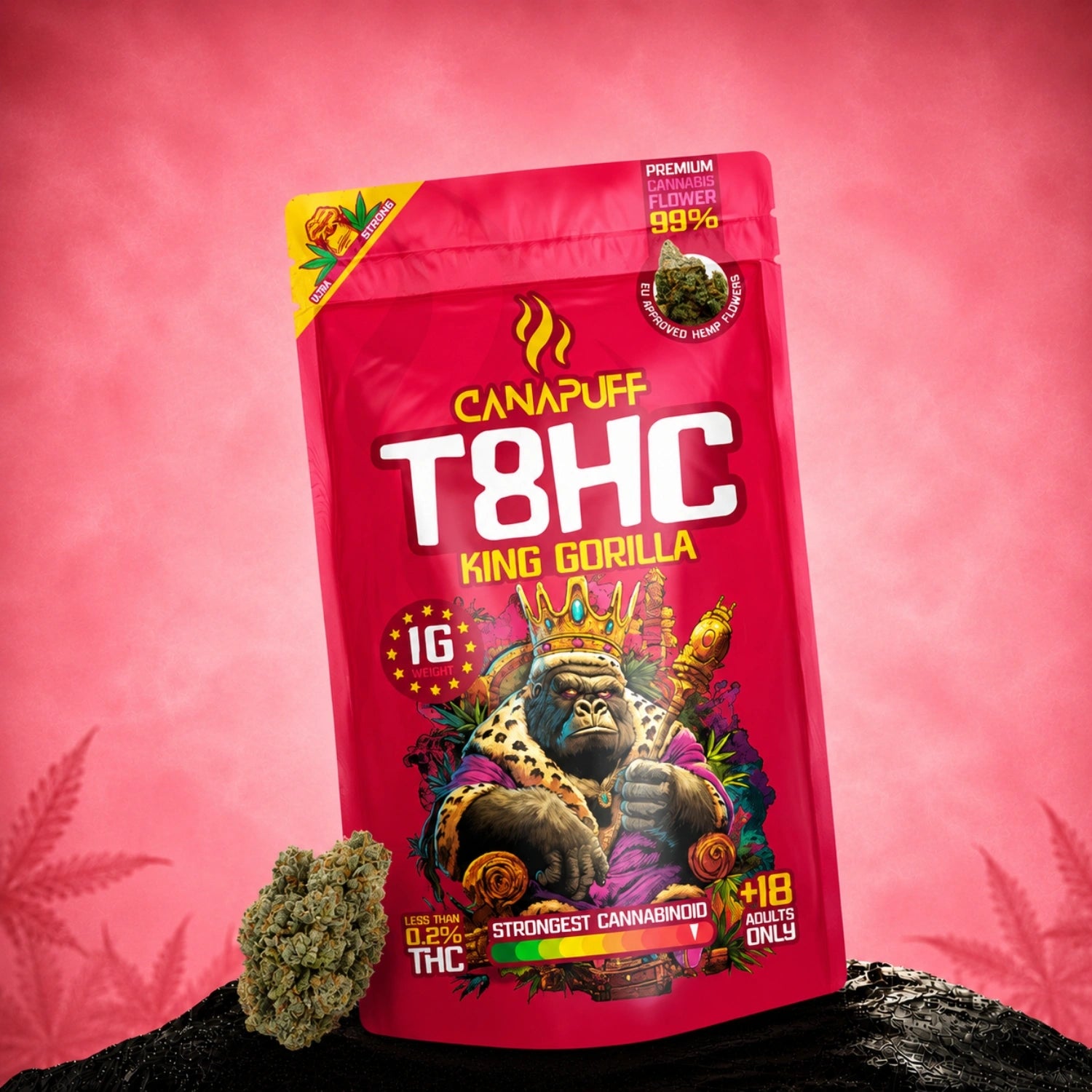 Canapuff T8HC flowers King Gorilla 99% cannabis flower pouch
