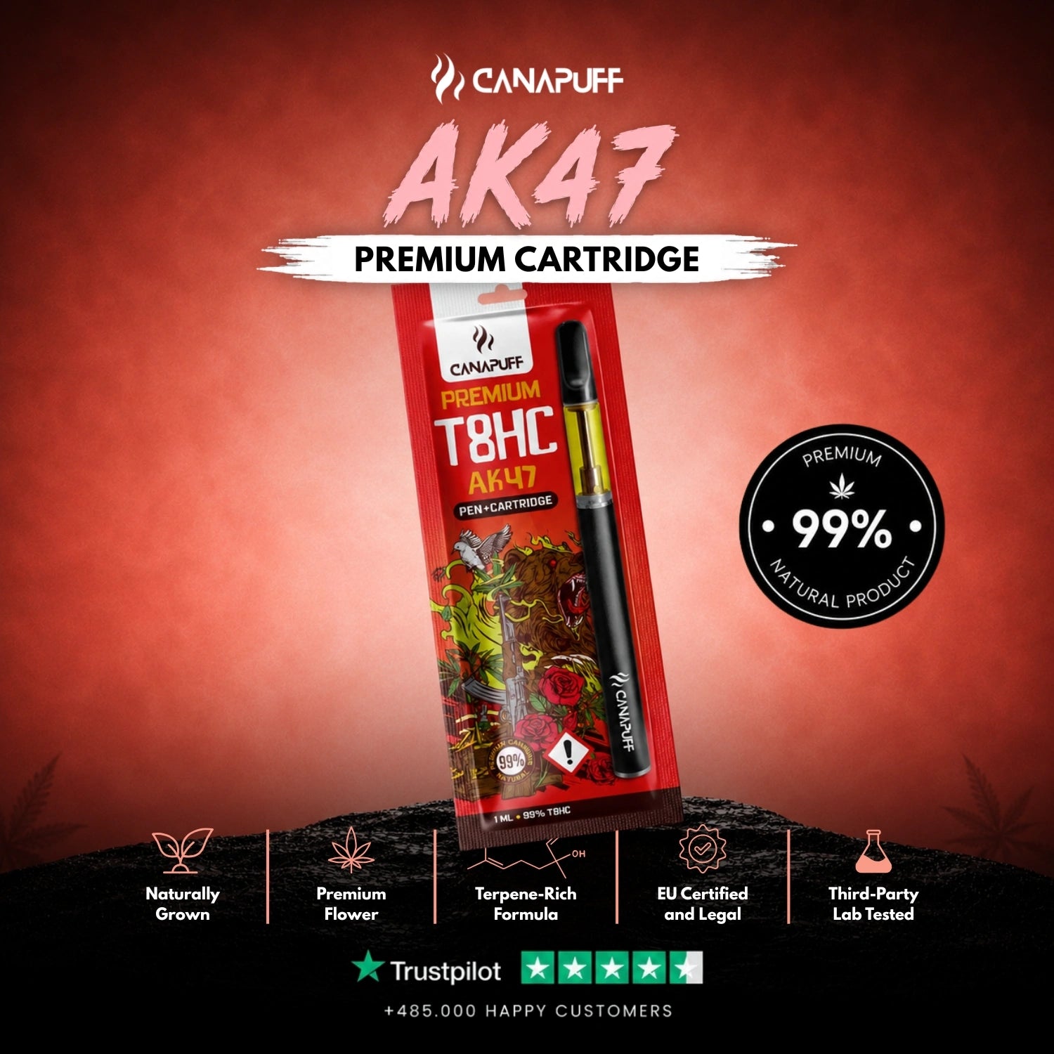 T8HC Pen+Cartridge AK47 99%