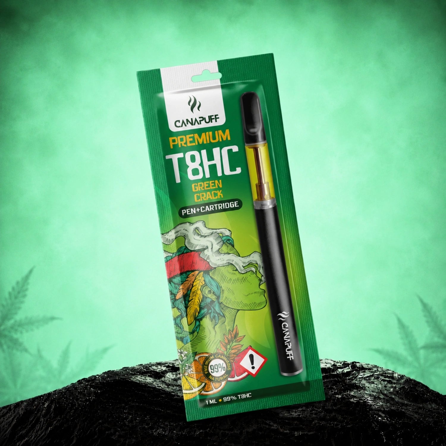 Canapuff T8HC Green Crack Pen+Cartridge 1 ml 99%