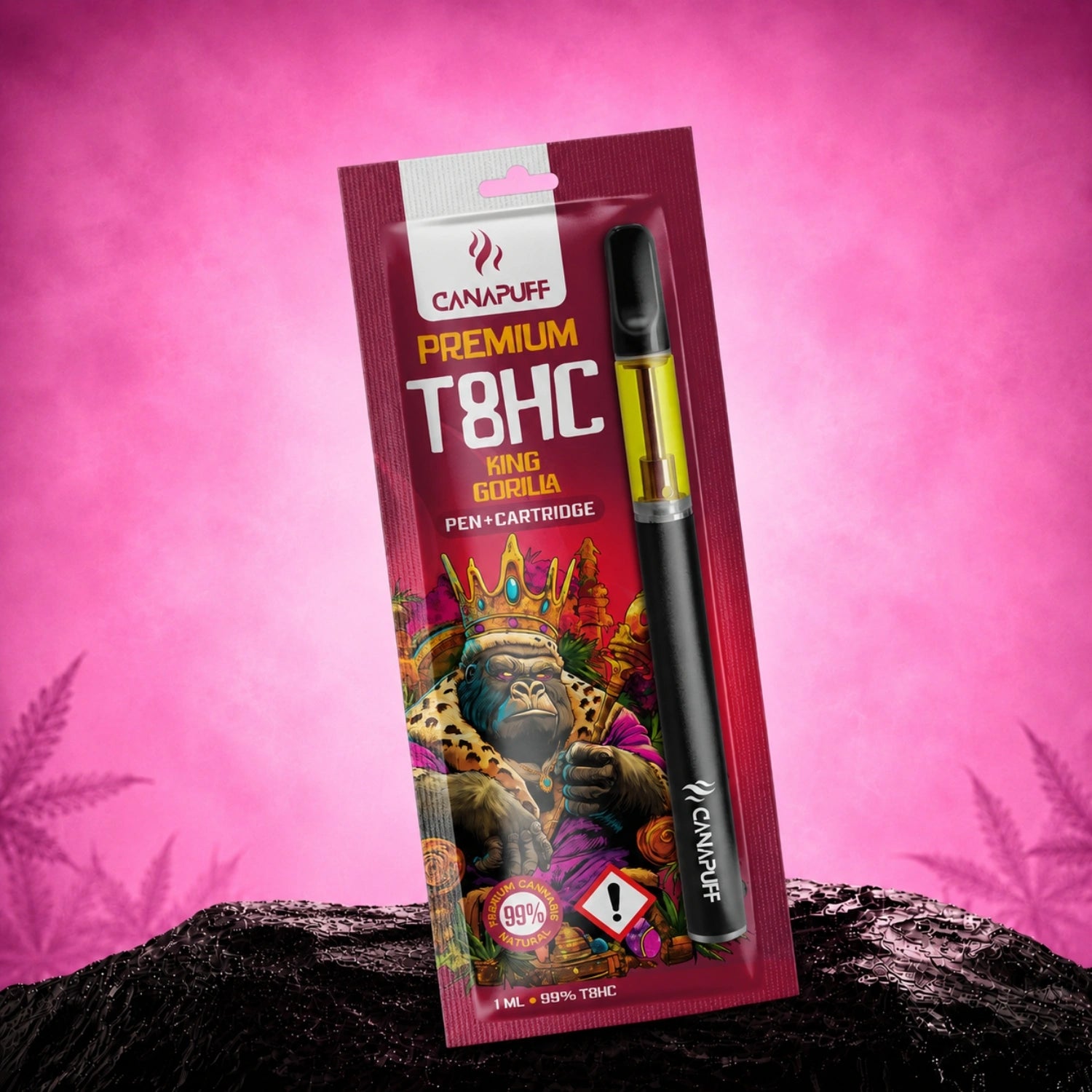 Canapuff T8HC Pen+Cartridge King Gorilla 99%, 1 ml disposable vape pen
