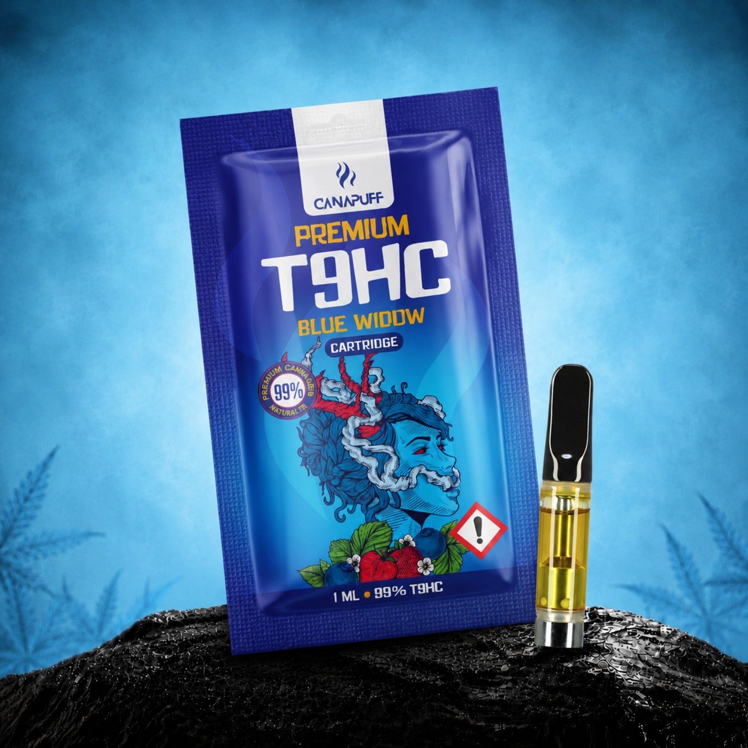 Canapuff T9HC Blue Widow cartridge, 99%, 1 ml