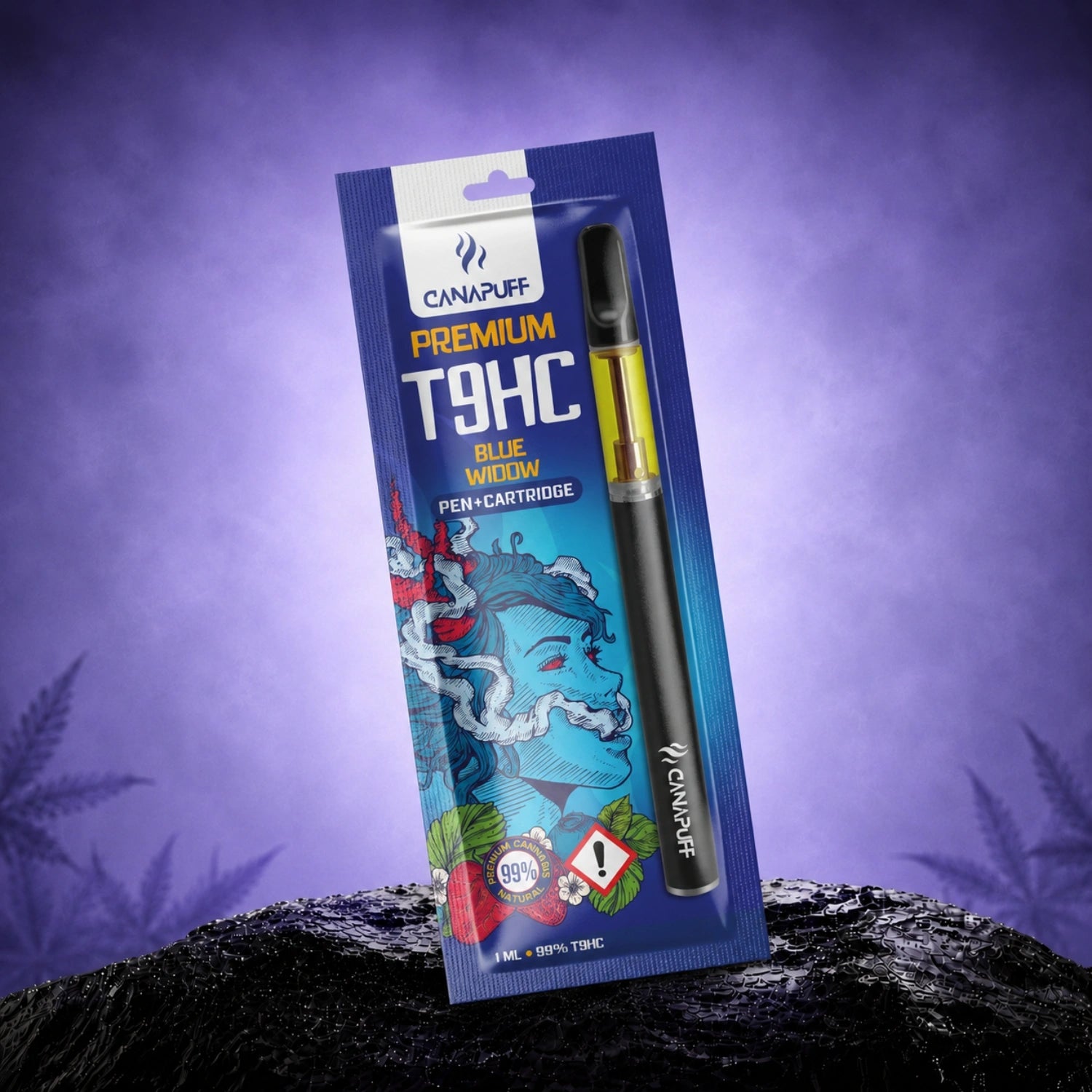 Canapuff T9HC Blue Widow pen and cartridge, 99%, 1 ml
