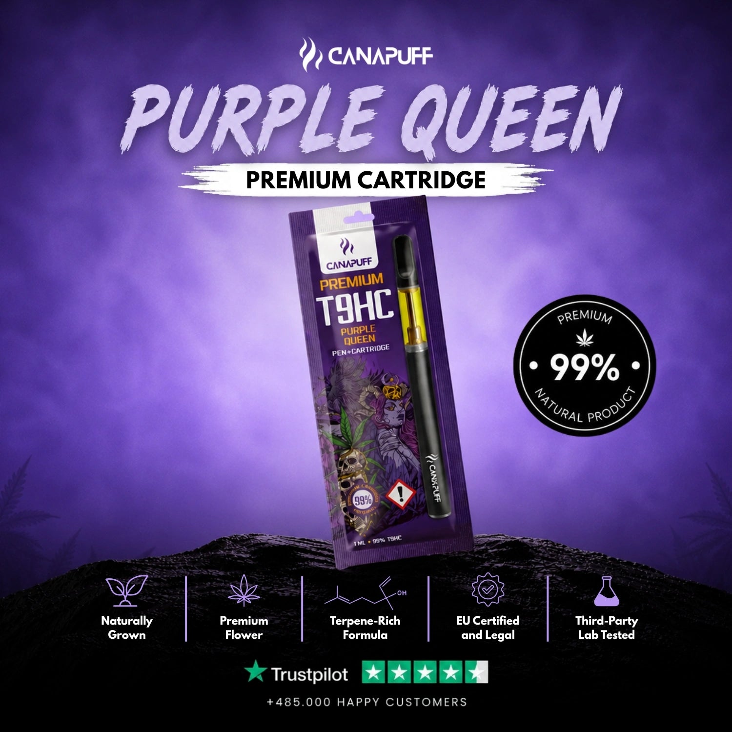 T9HC Pen+Cartridge Purple Queen 99%