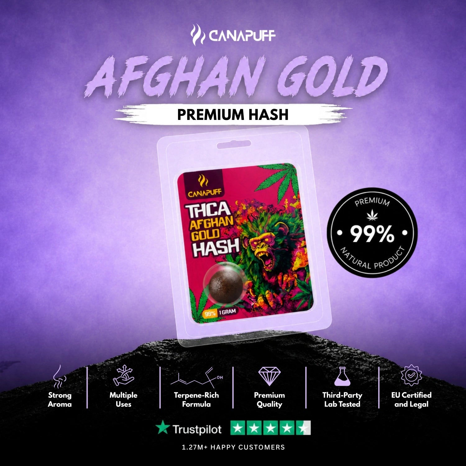 THCA Hash Afghan Gold 99% 1g