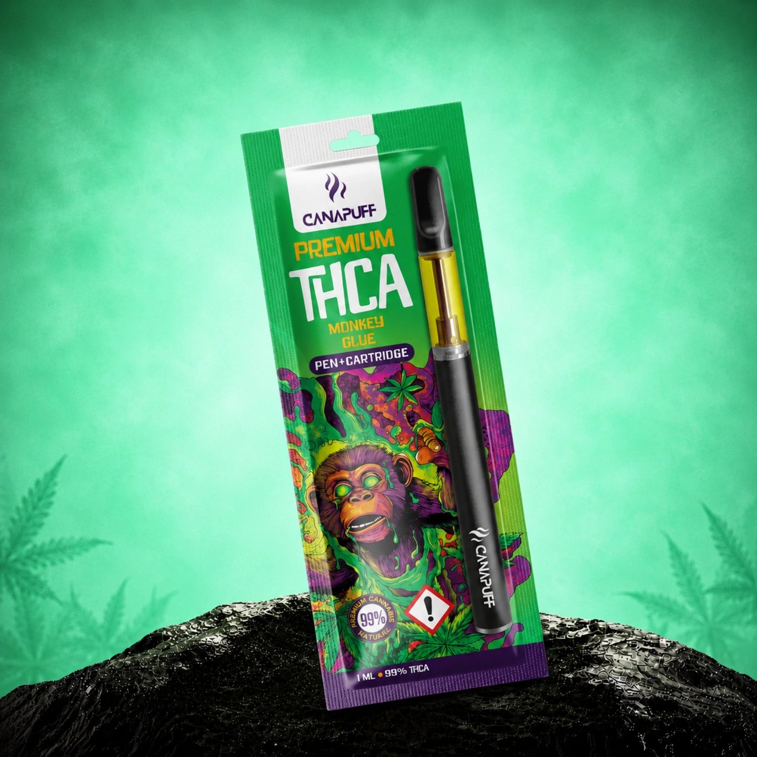 Canapuff THCA Monkey Glue 99% pen and cartridge, 1 ml