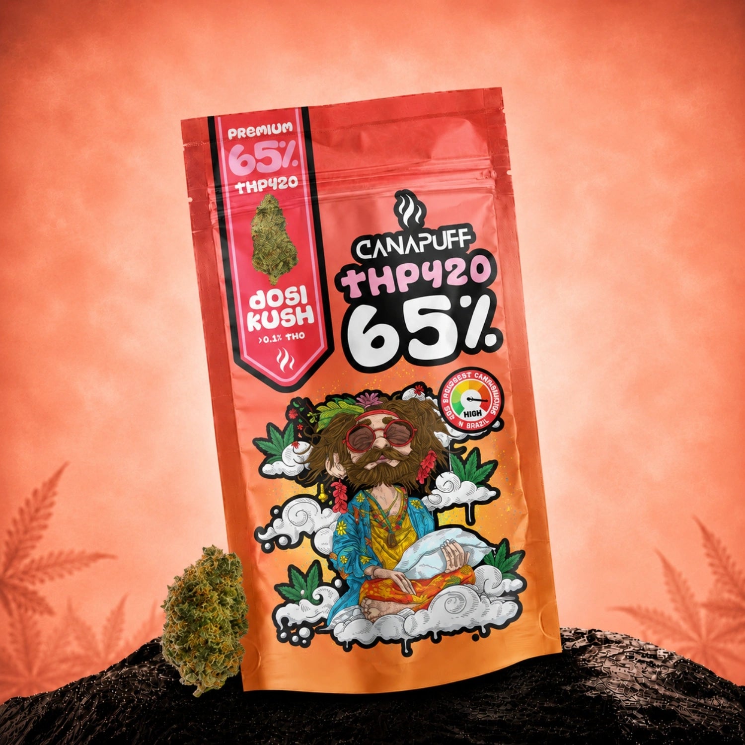 Canapuff THP420 Dosi Kush flowers 65% hemp-derived pouch